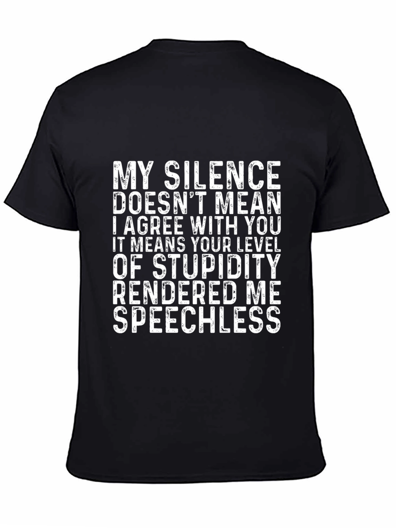 Black Funny Silence Speechless Novelty Graphic T-Shirt view 4