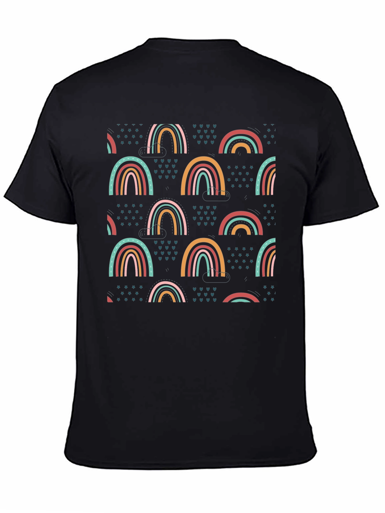 Black Rainbow Pattern Black T-Shirt view 4