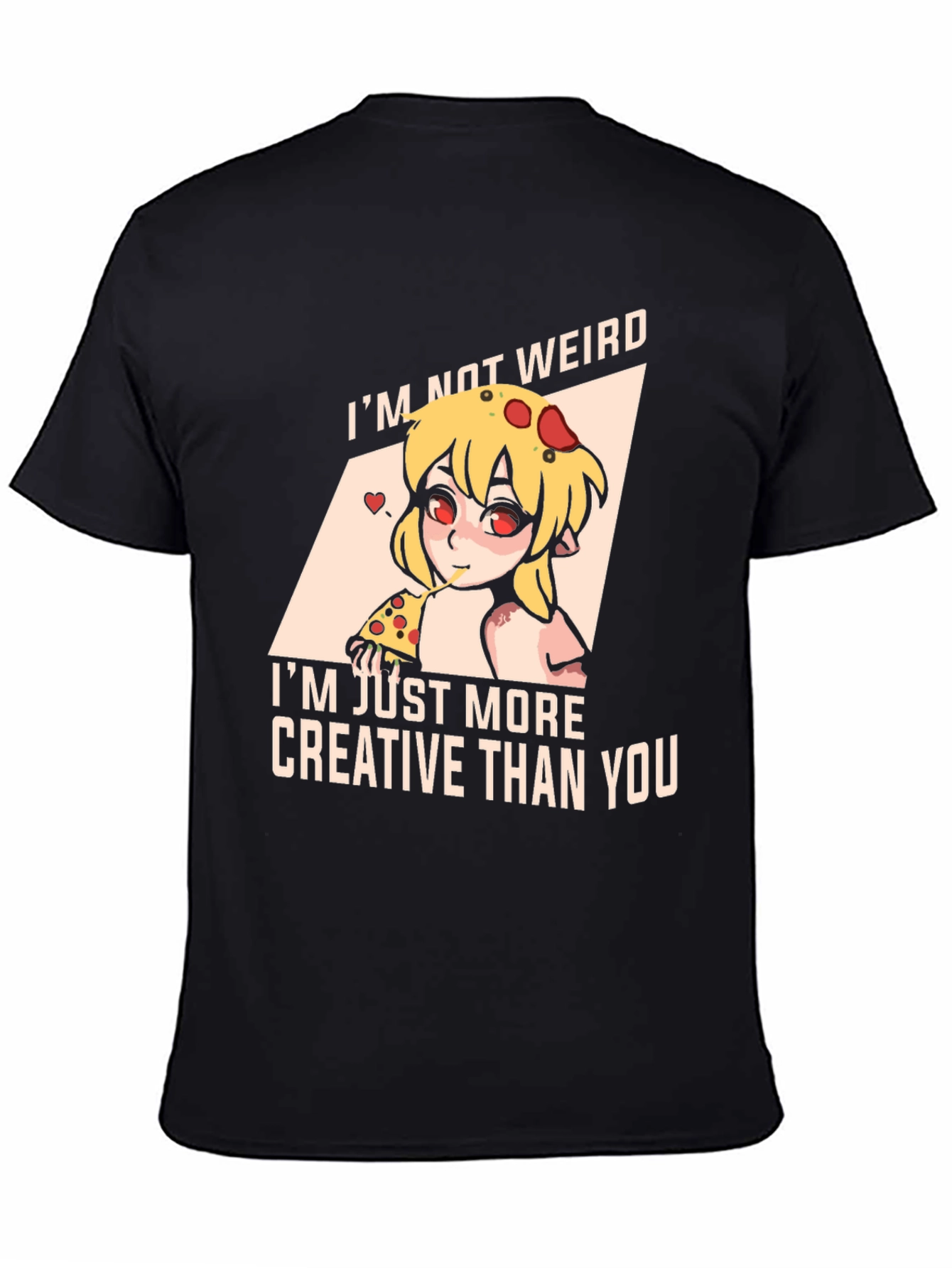 Black Creative Weirdo Pizza Lover Tee view 4