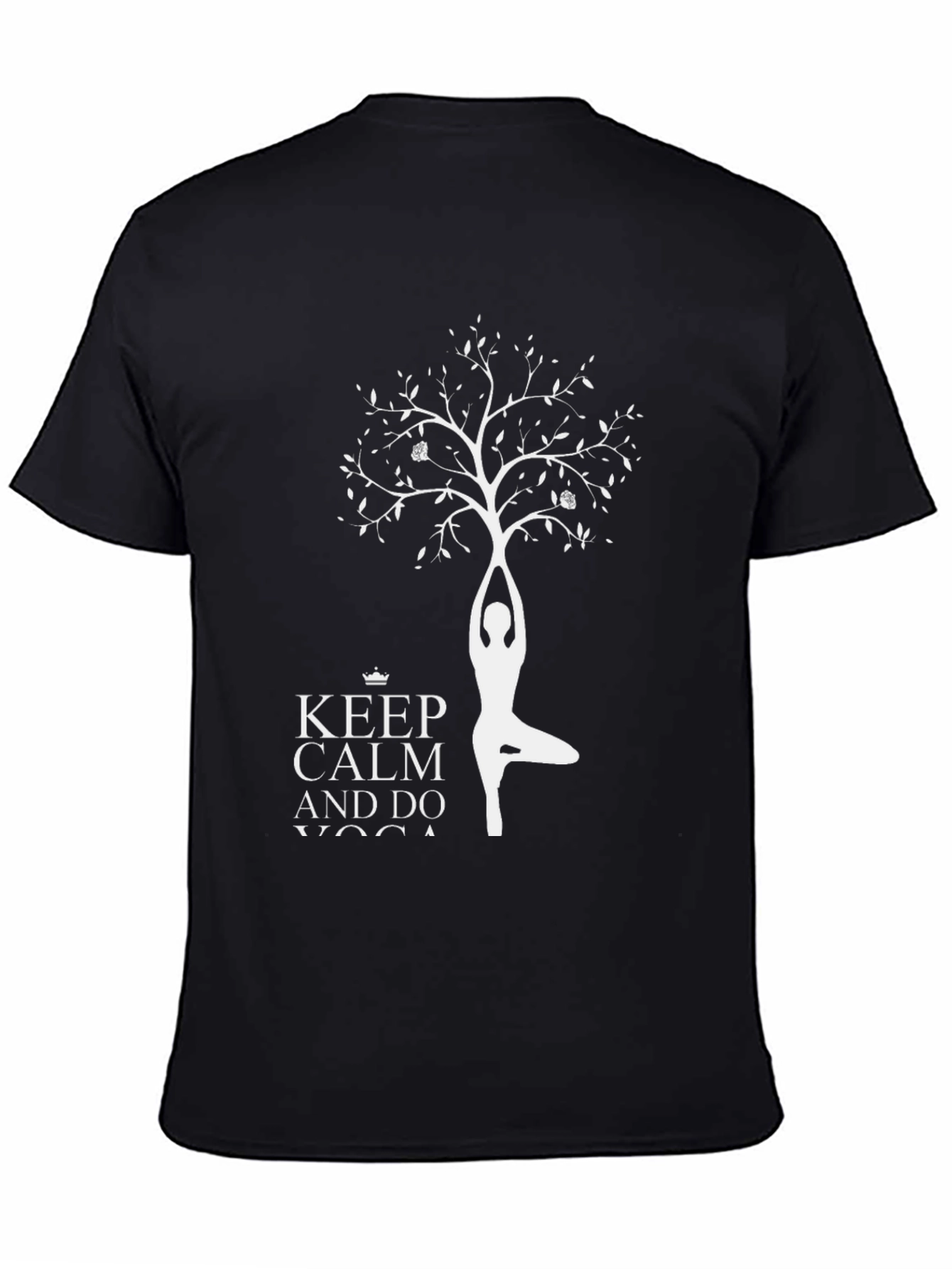 Black Yoga Tree T-Shirt - Keep Calm and Do Yoga Tee view 4