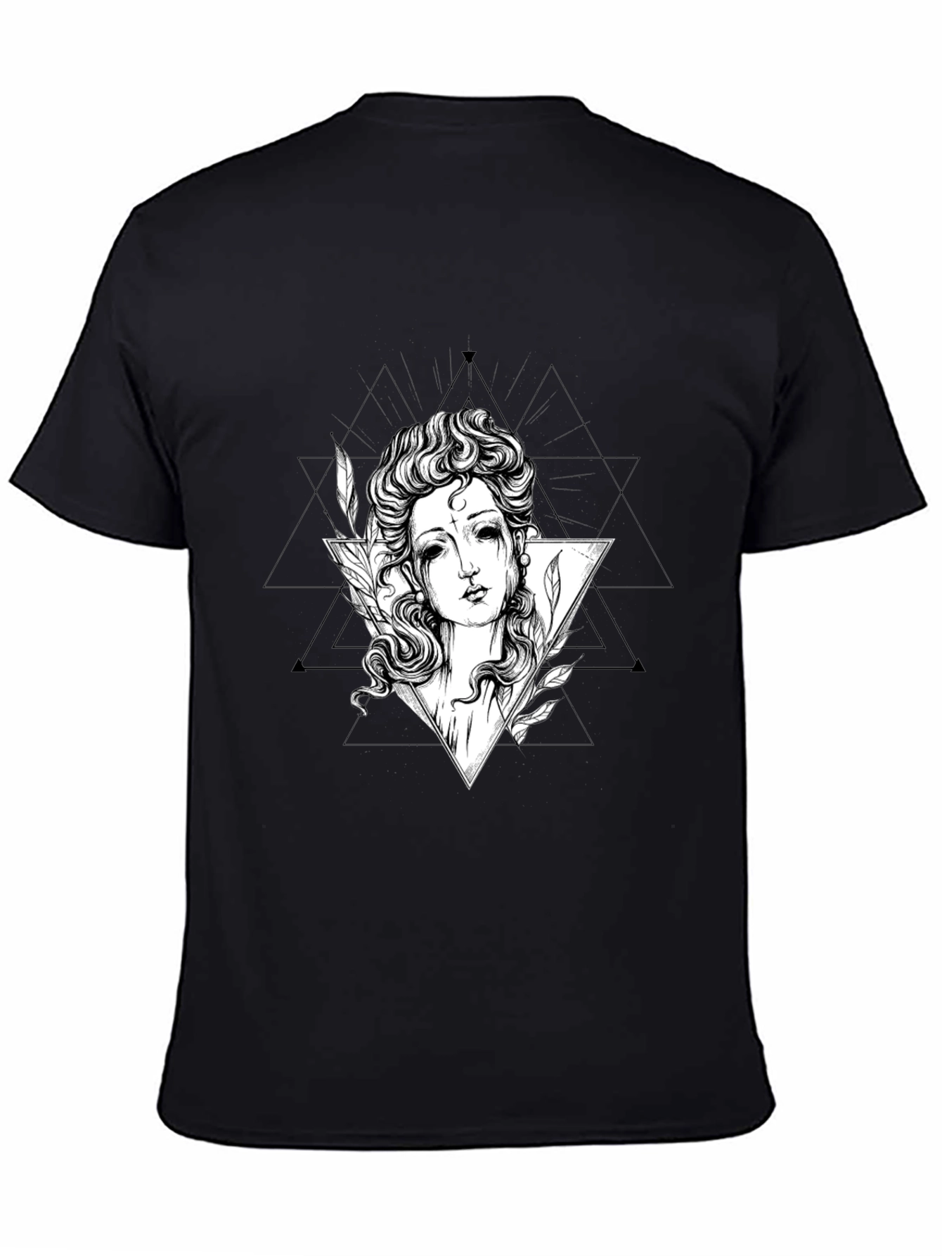 Black Gothic Goddess Graphic Tee - Black Cotton T-Shirt view 4