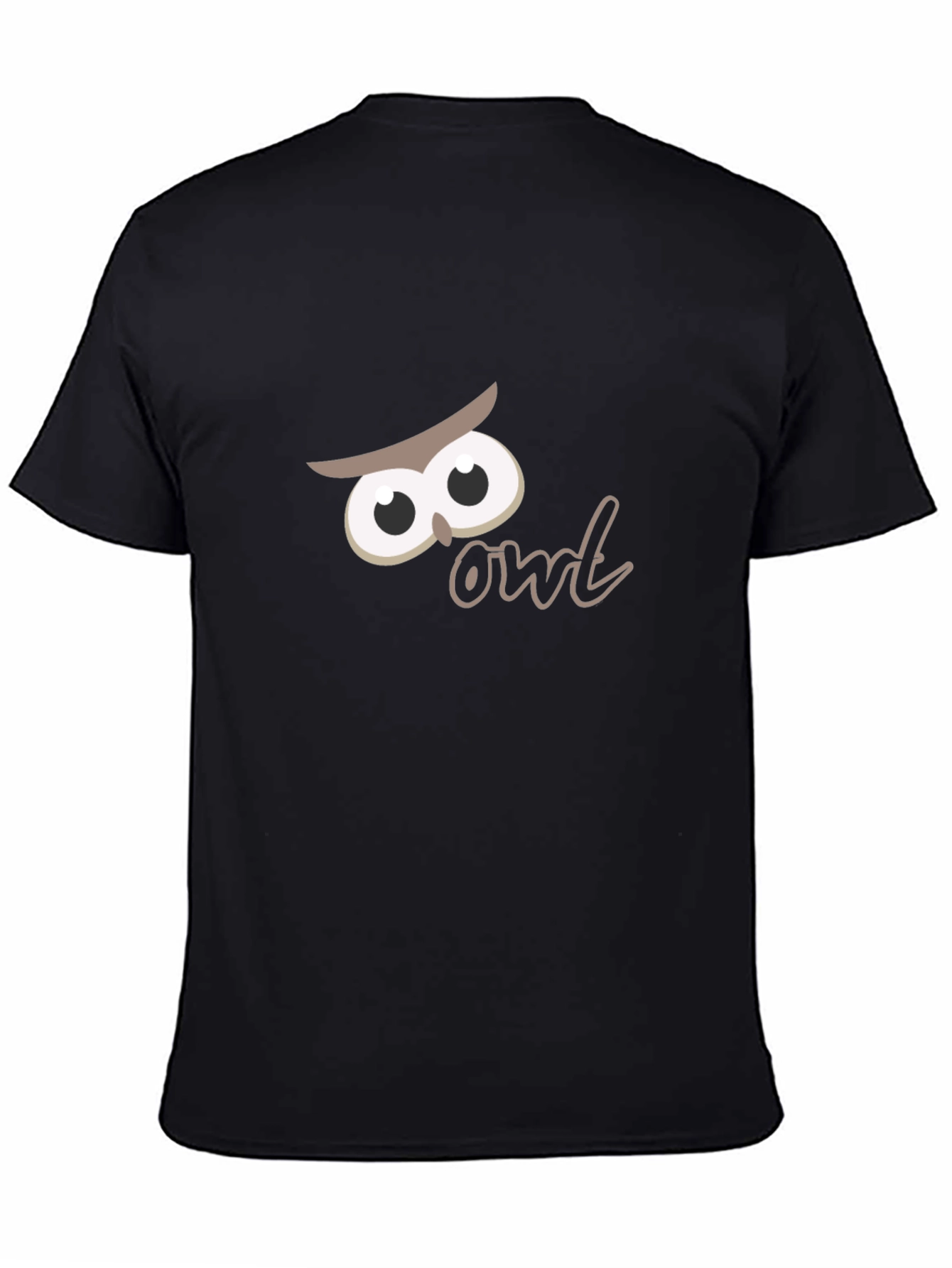 Black Whimsical Owl Graphic Black T-Shirt view 4