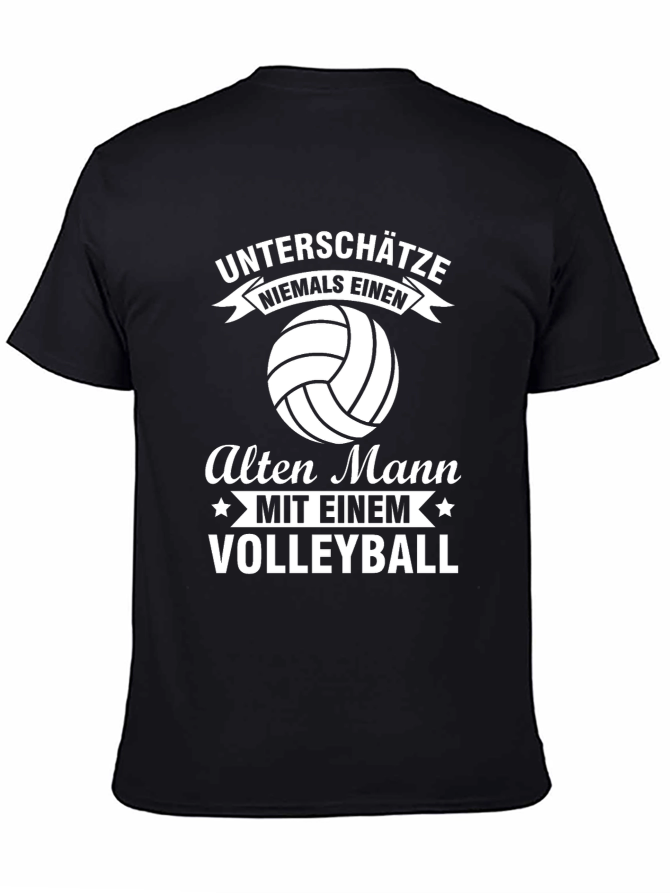Black Never Underestimate Old Man Volleyball Black T-Shirt view 4