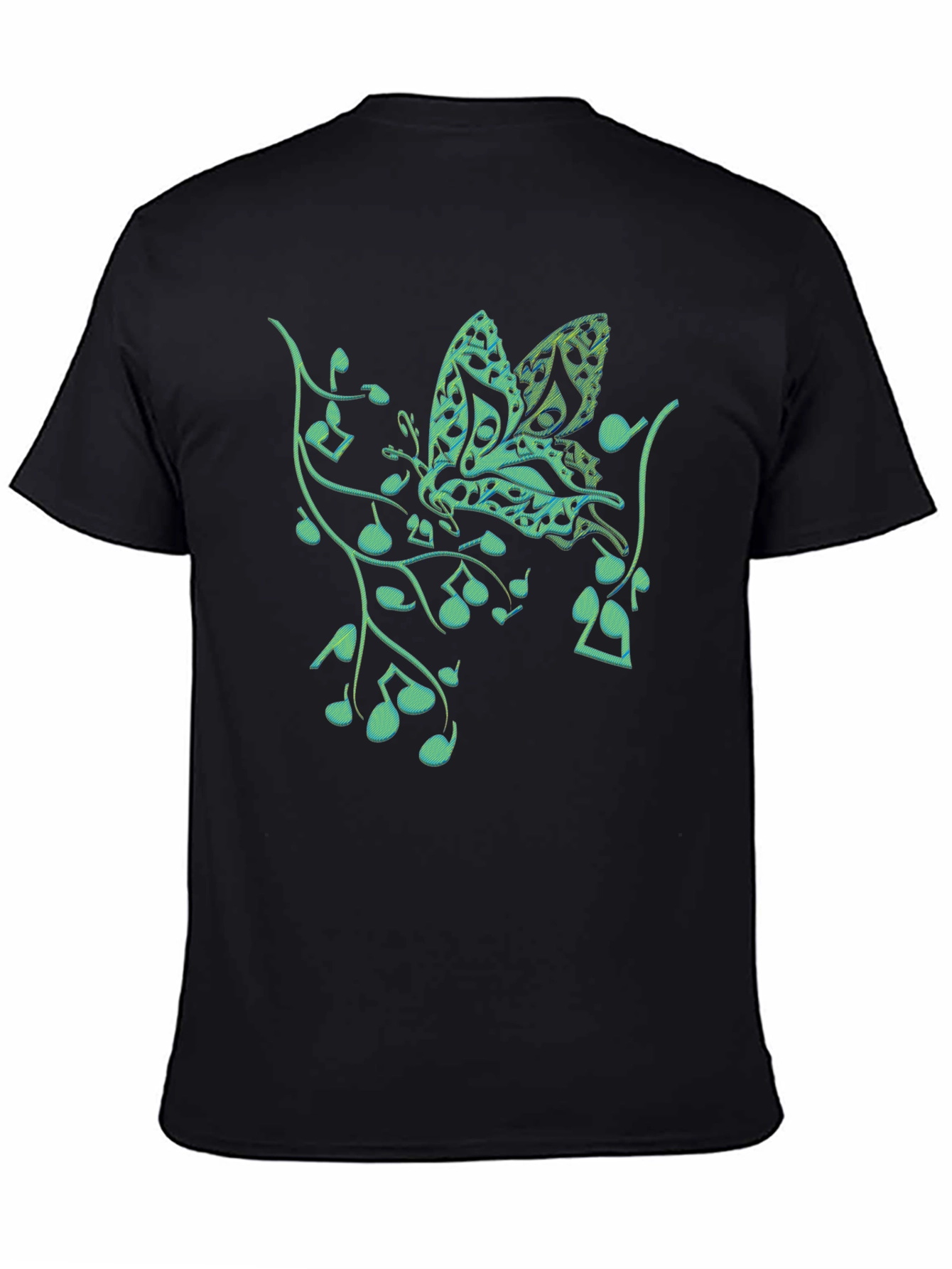 Black Music Butterfly Graphic T-Shirt view 4