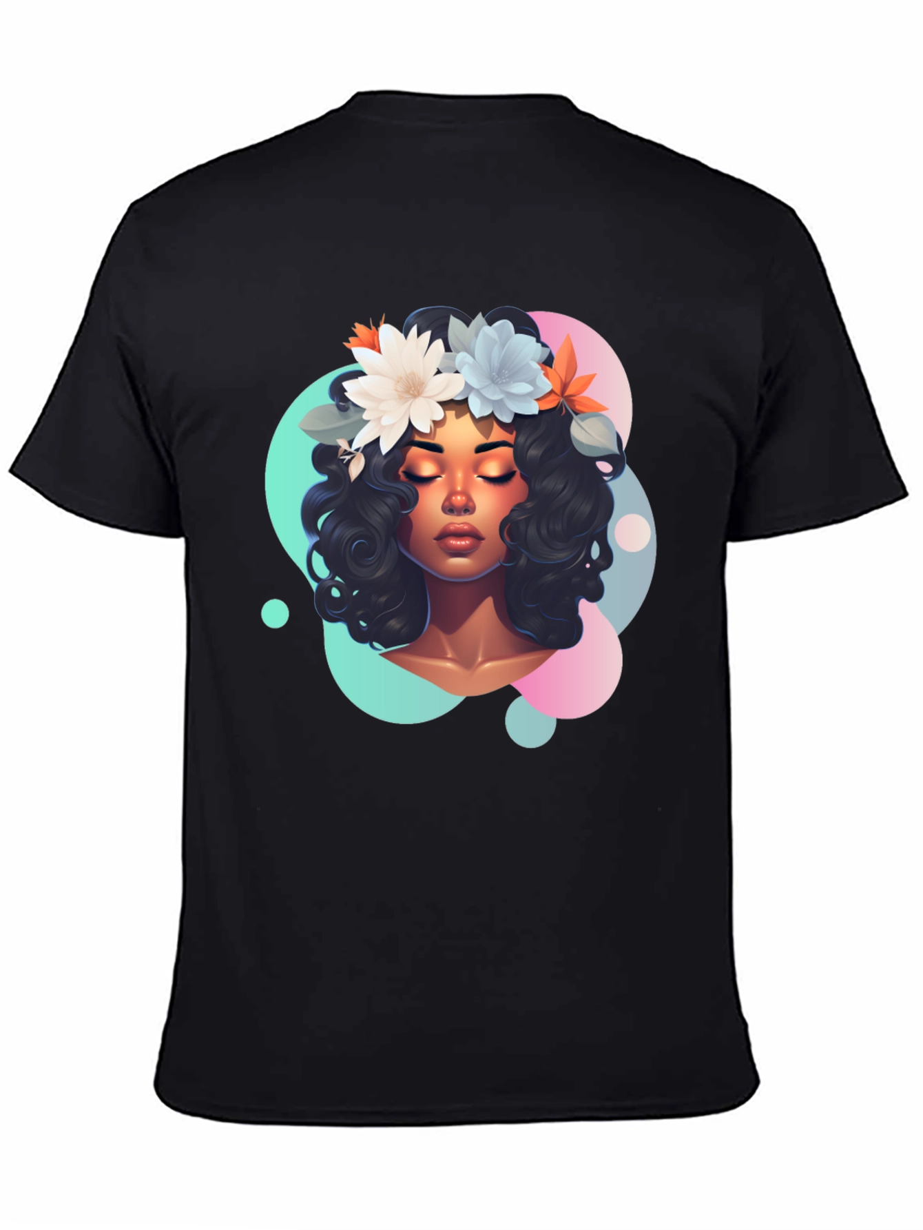 Black Floral Dream T-Shirt - Women's Graphic Tee view 4