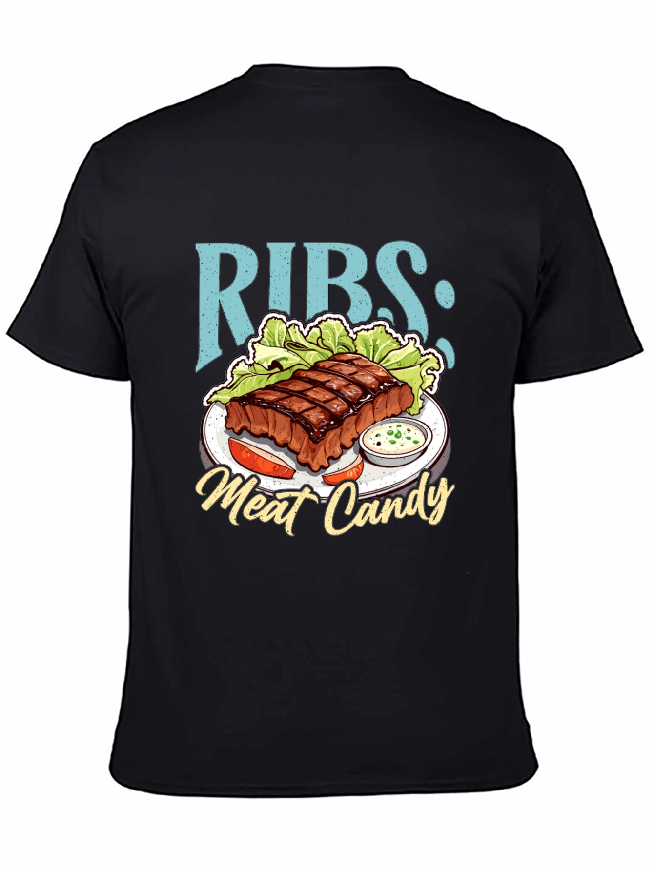 Black RIBS: Meat Candy T-Shirt - BBQ Lover Tee view 4