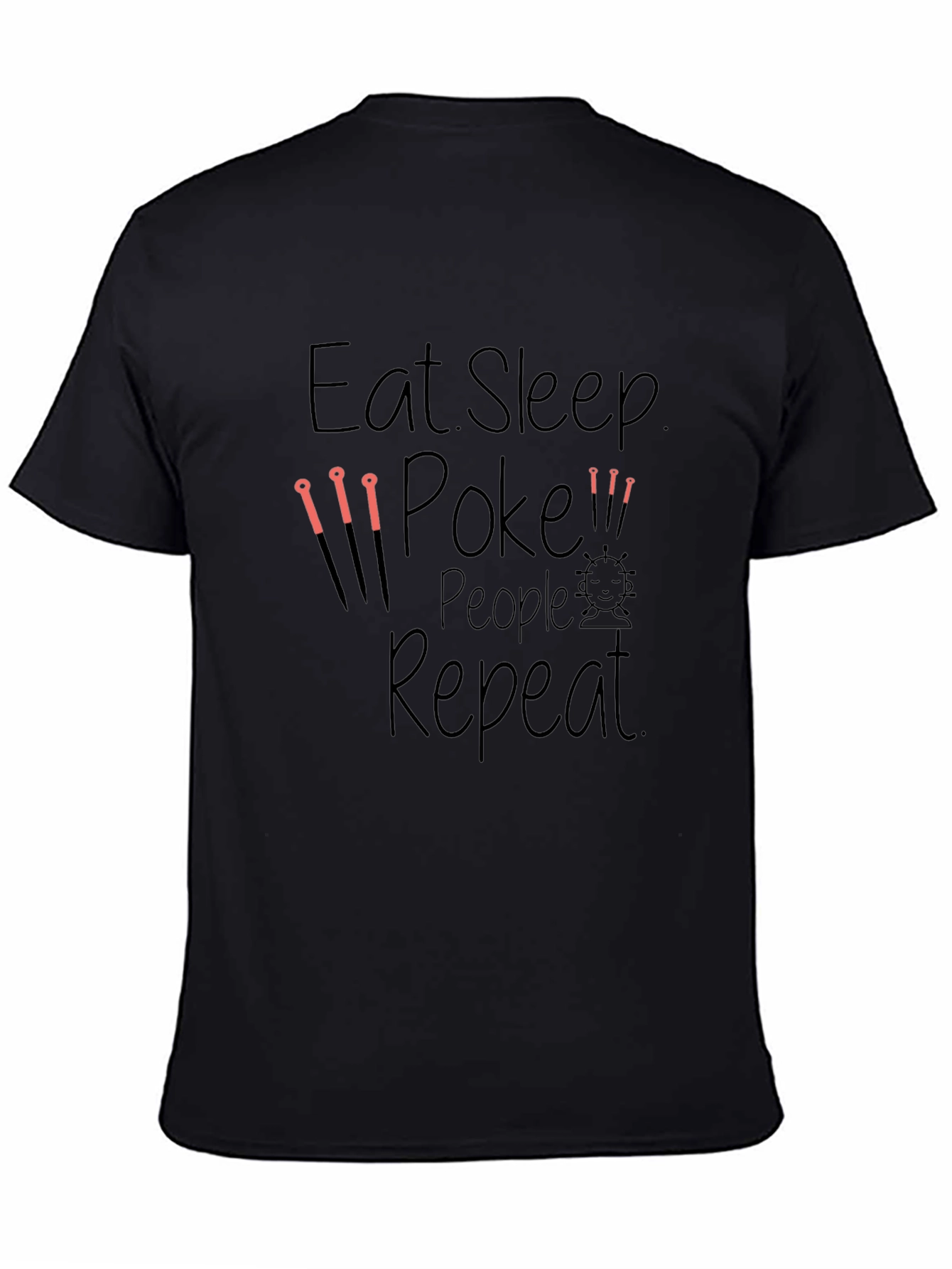 Black Eat Sleep Poke People Repeat Black T-Shirt view 4