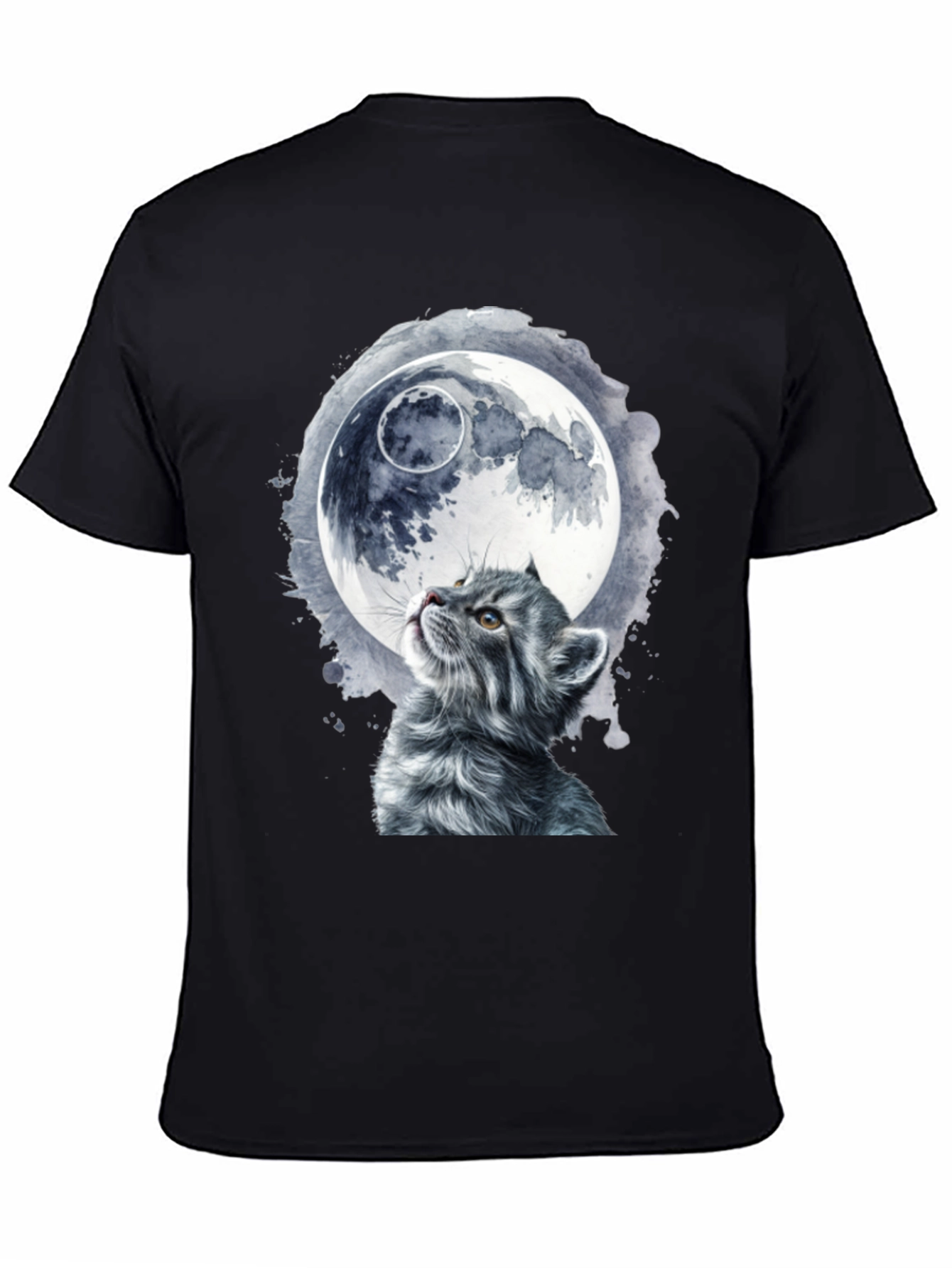 Black Cat & Moon Graphic T-Shirt - Unique Black Tee view 4