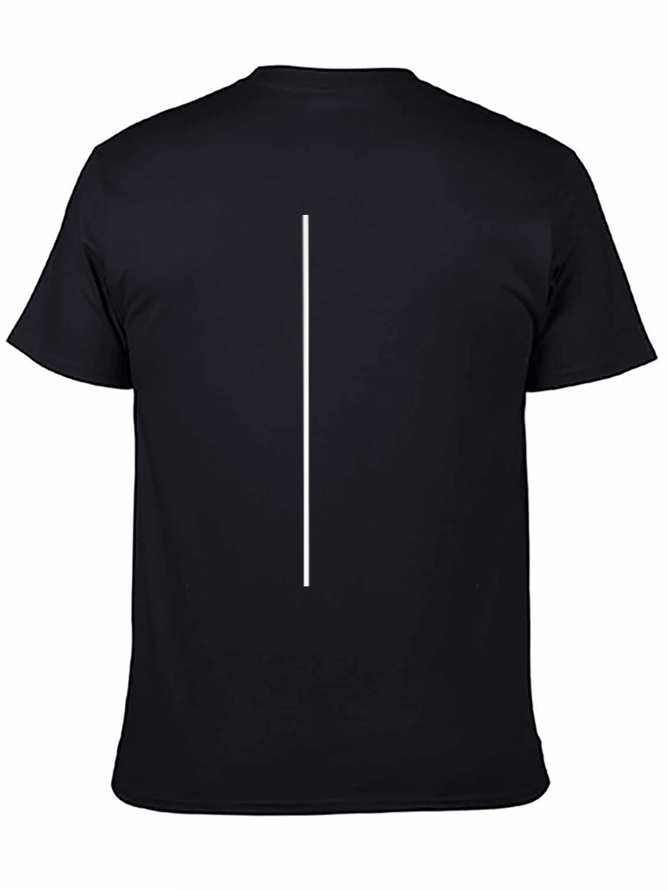 Black Minimalist Black T-Shirt with Single White Line Design view 4