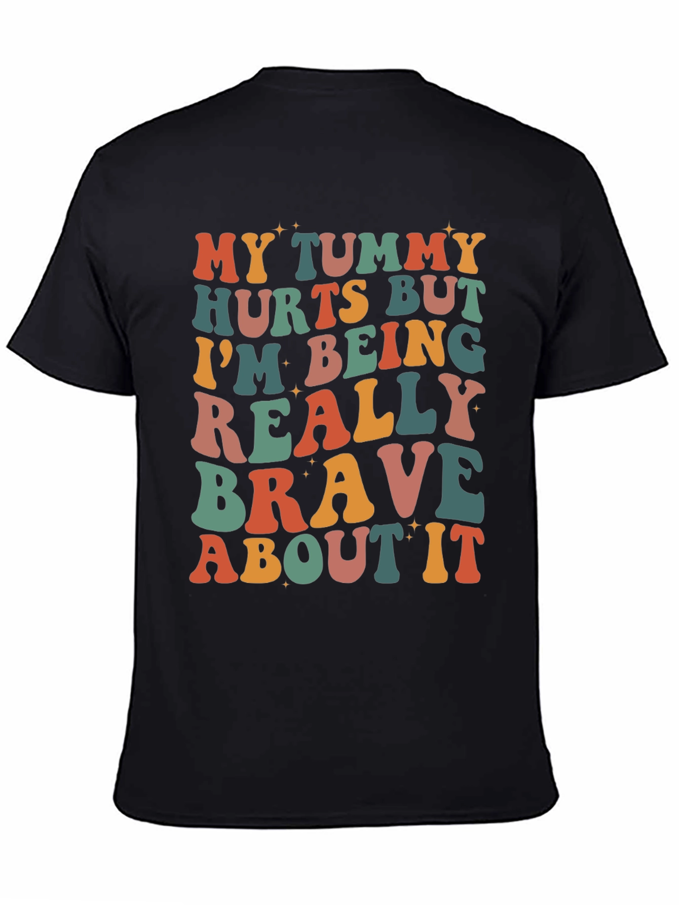 Black Funny Tummy Hurts Brave Graphic Tee view 4
