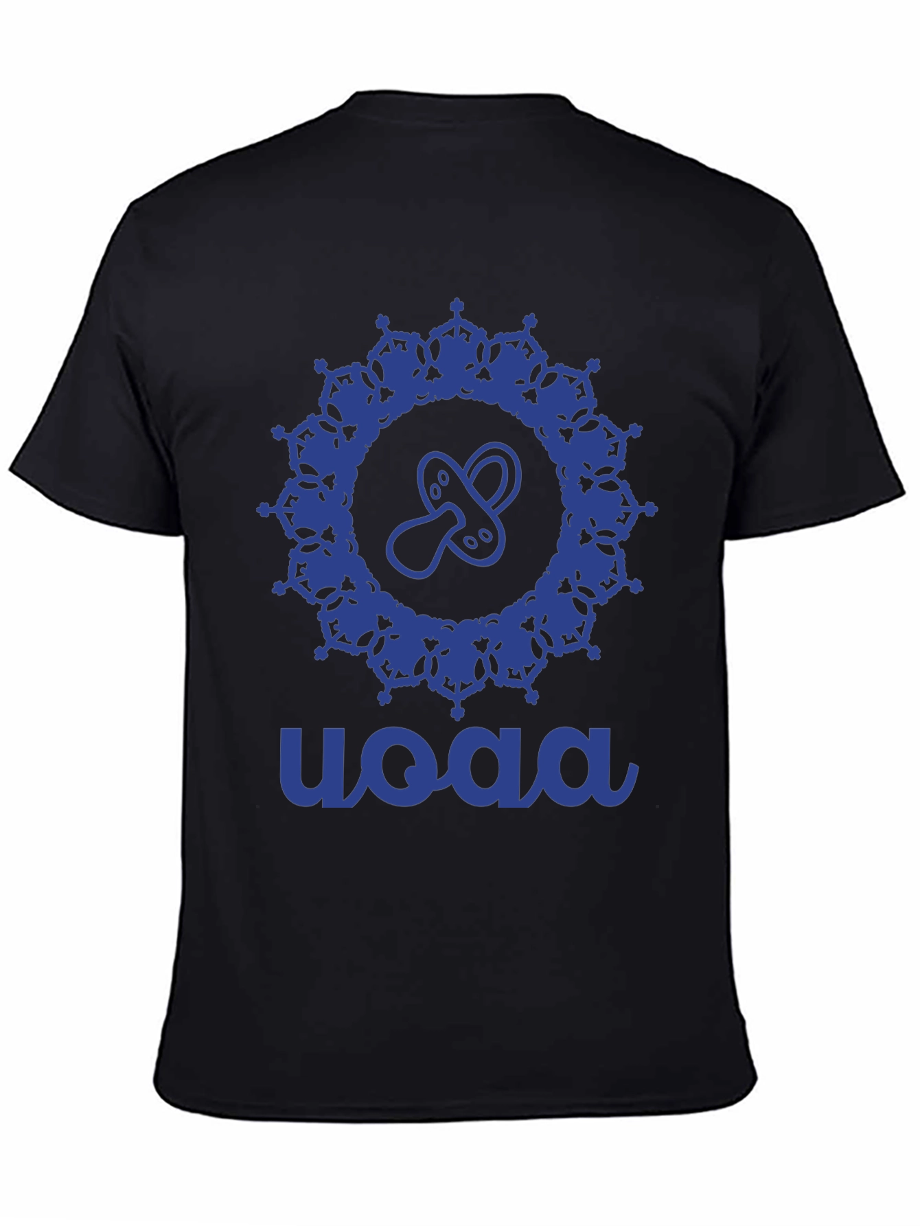 Black Stylish Blue Baby Pacifier Mandala Black T-Shirt view 4