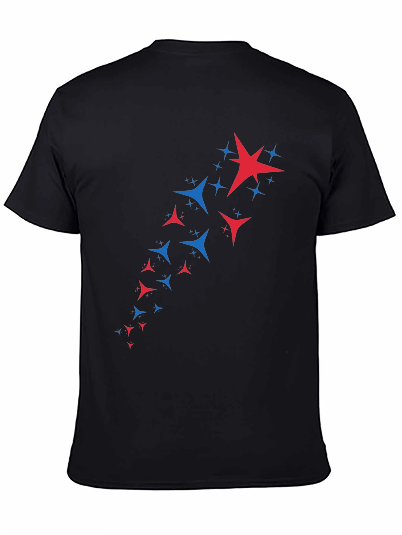 Black Star Pattern Black T-Shirt view 4