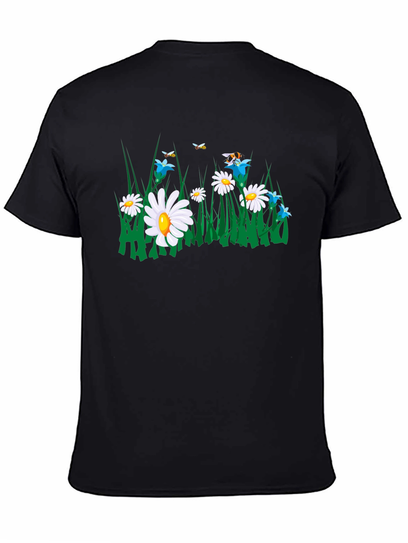 Black Daisy & Bee Graphic Tee - Black Cotton Blend view 4