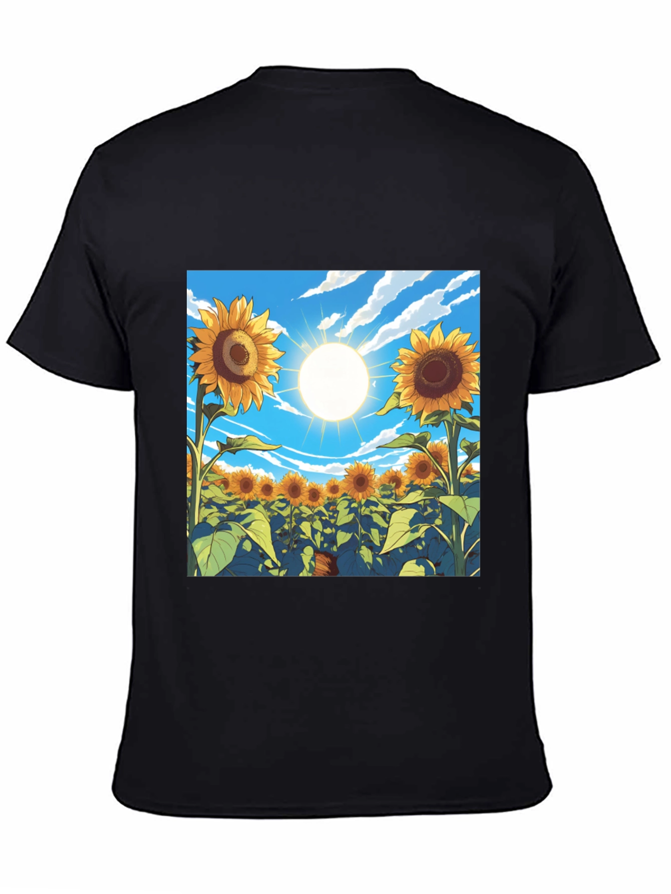 Black Sunflower Field Graphic T-Shirt - Black view 4
