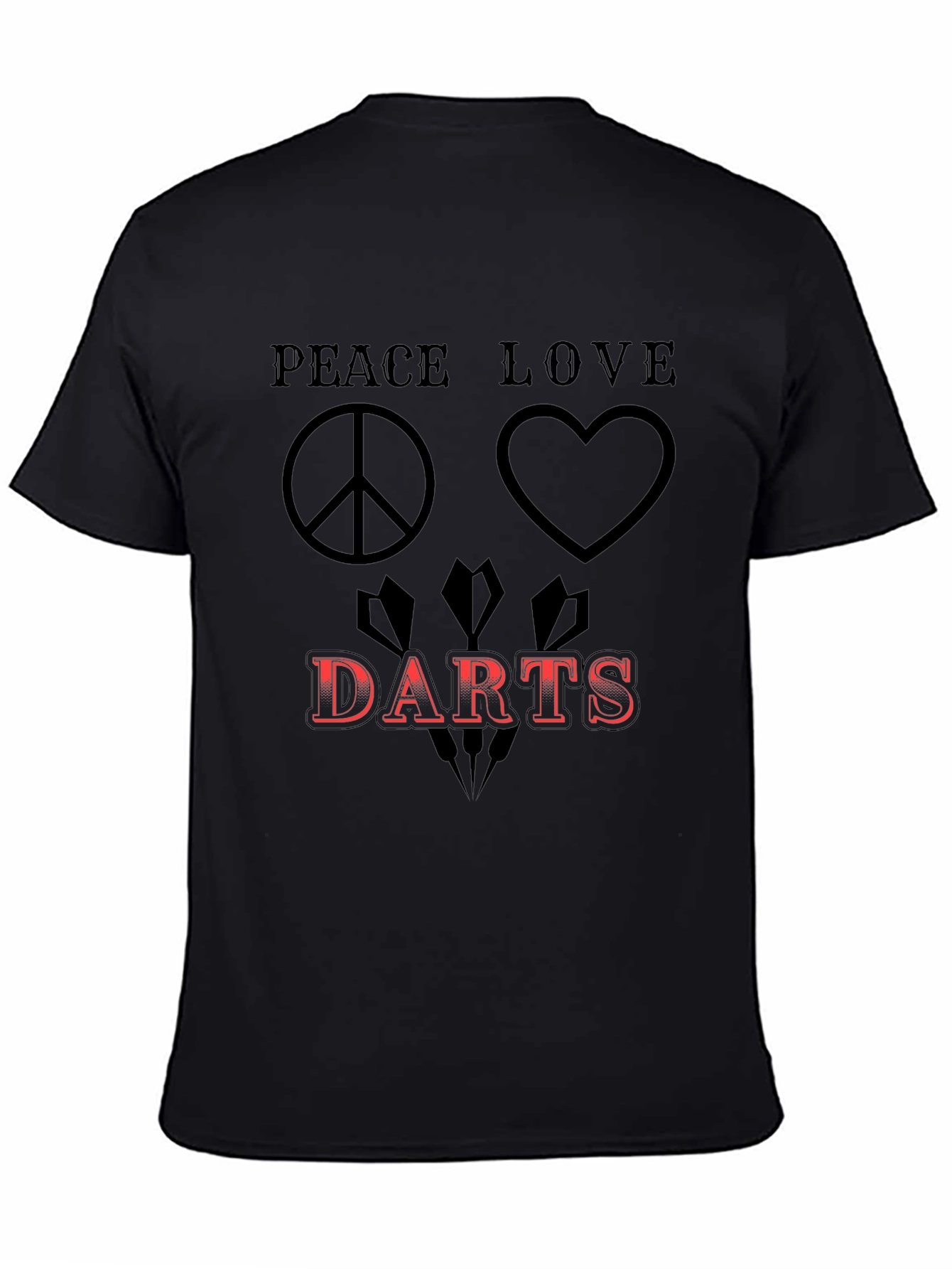 Black Peace Love Darts Black Graphic Tee view 4