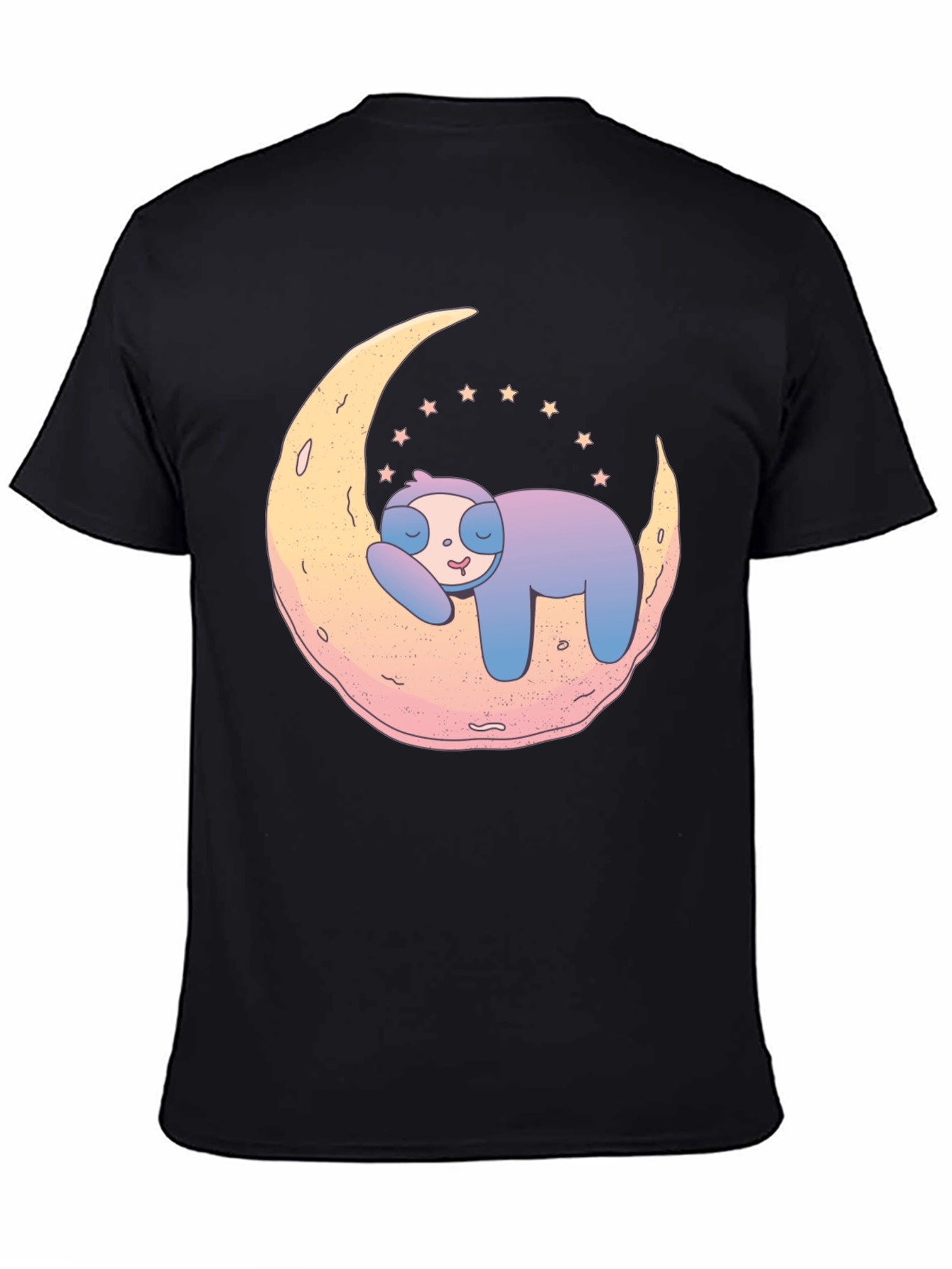 Black Dreamy Sloth on Moon Graphic Tee - Black view 4