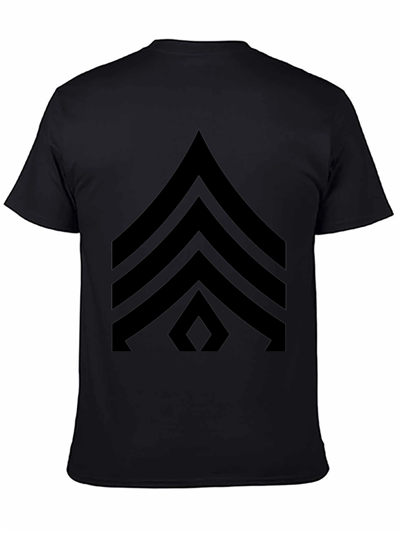 Black Black T-Shirt with Military Sergeant Stripes Design view 4