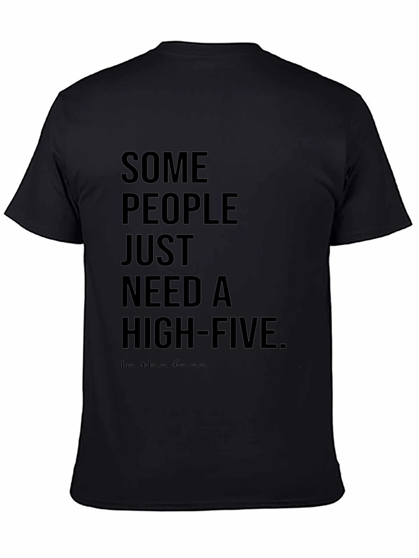 Black Sarcastic High-Five Black Cotton T-Shirt view 4