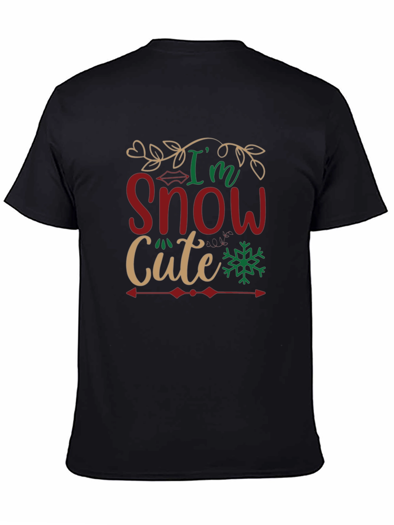 Black I'm Snow Cute Black Graphic T-Shirt view 4