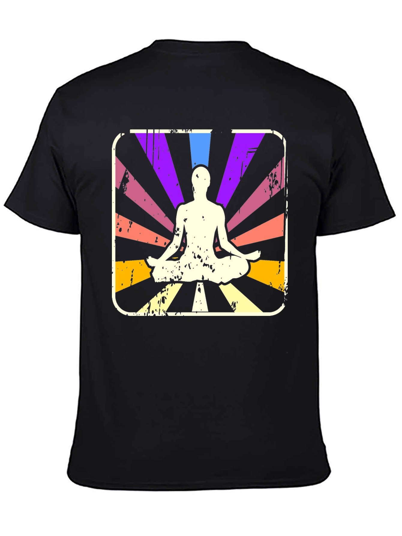 Black Yoga Meditation Graphic Tee - Retro Style view 4