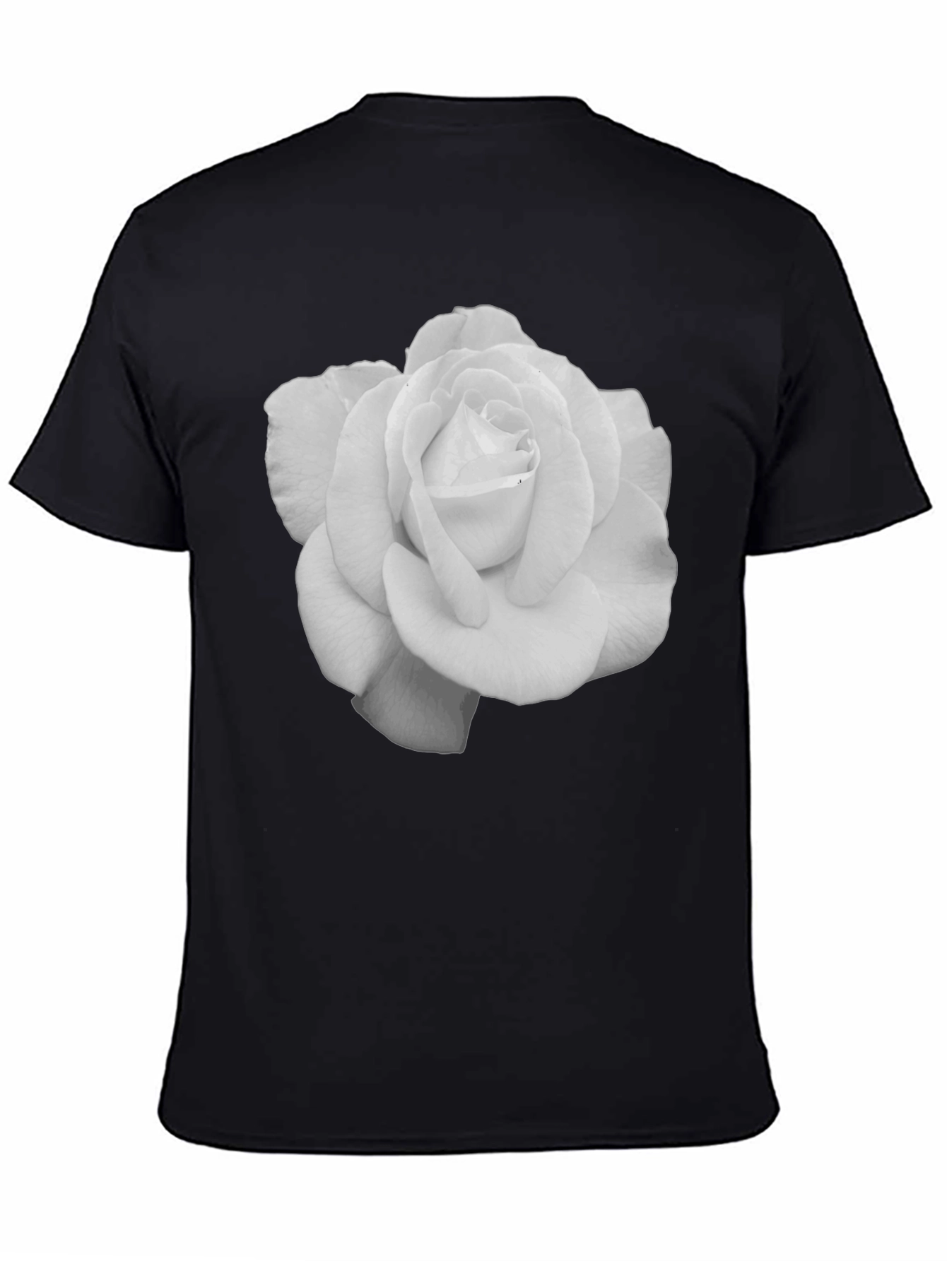 Black Elegant Rose Graphic Tee - Black Cotton T-Shirt view 4