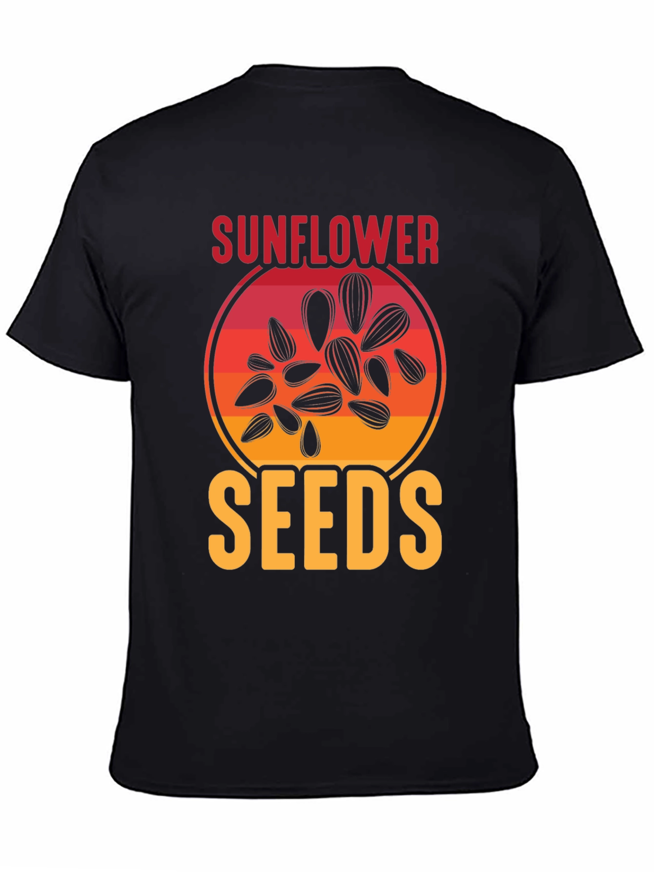 Black Sunflower Seeds Graphic Tee - Unisex Black T-Shirt view 4