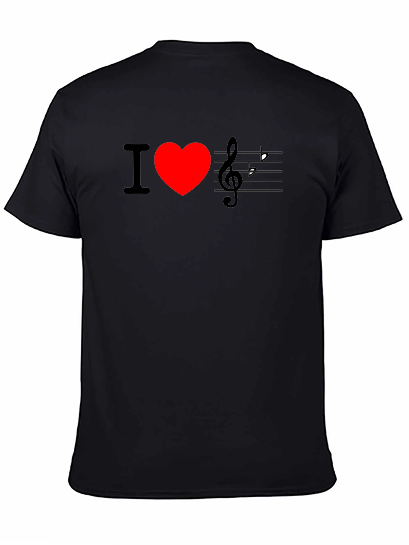 Black I Love Music T-Shirt - Black Crew Neck Tee view 4