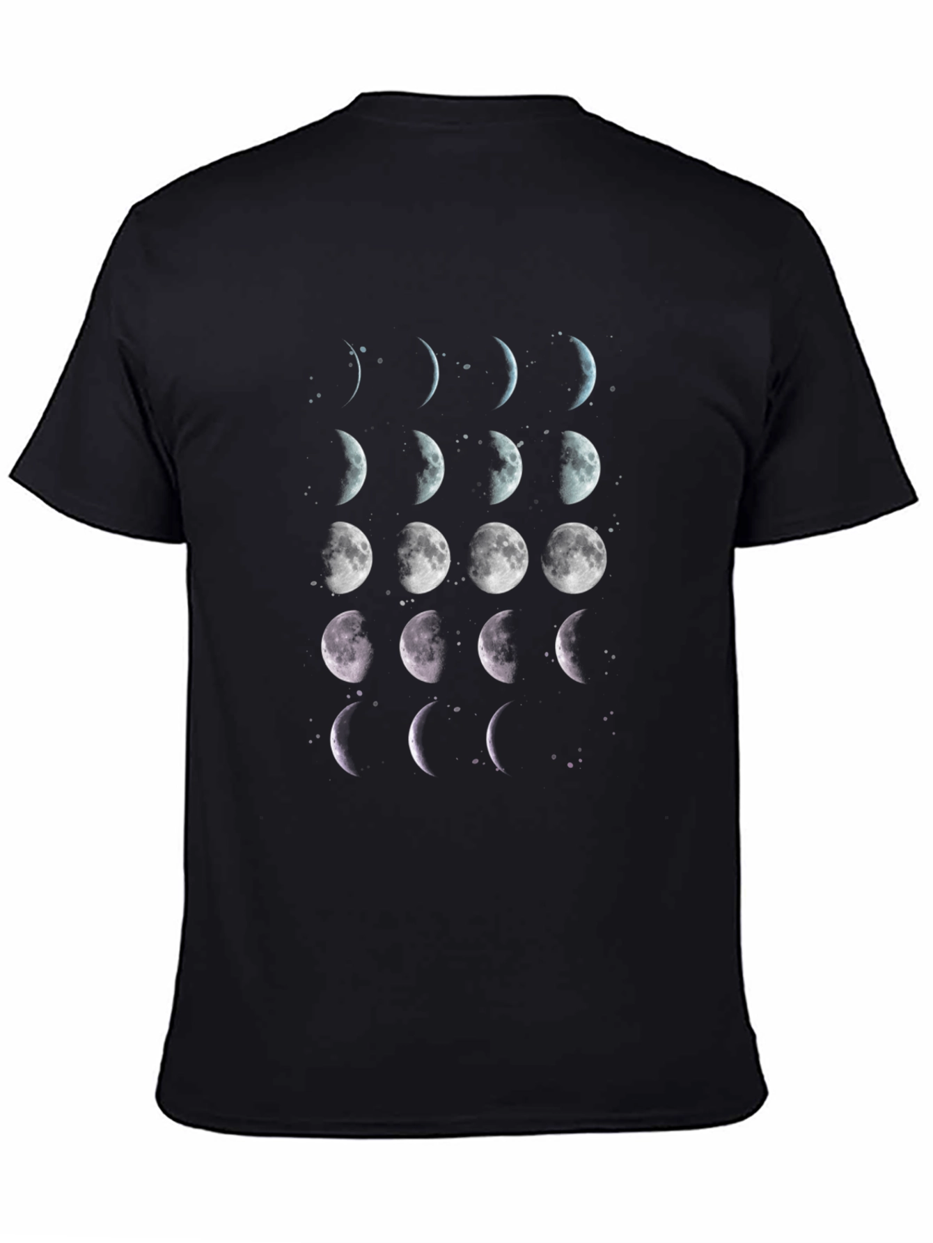 Black Lunar Phases T-Shirt - Black Cotton Celestial Tee view 4