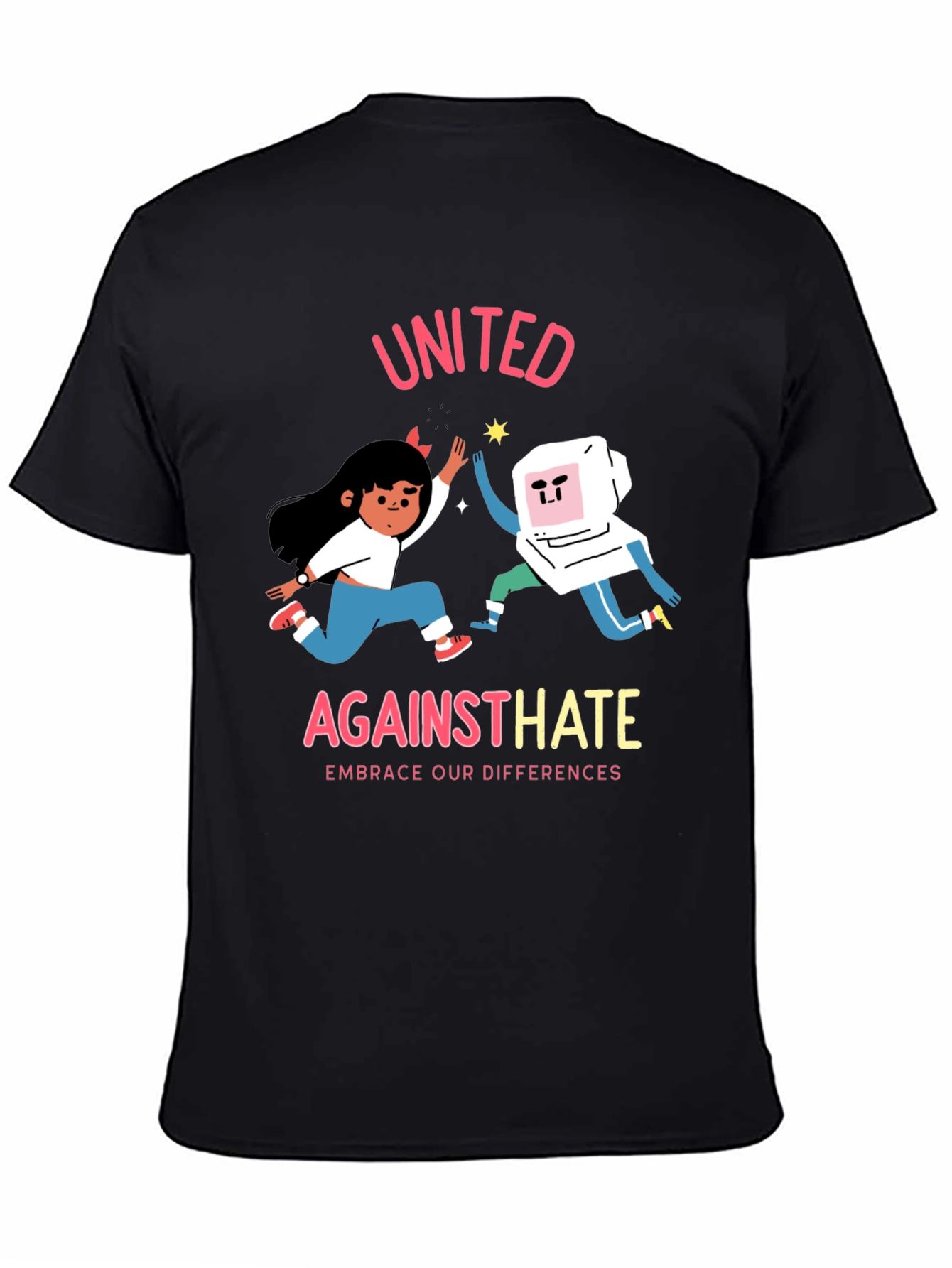Black United Against Hate Graphic T-Shirt view 4