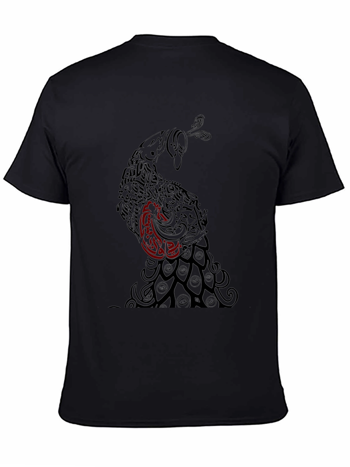Black Black Peacock Graphic Tee - Stylish Men's Shirt view 4