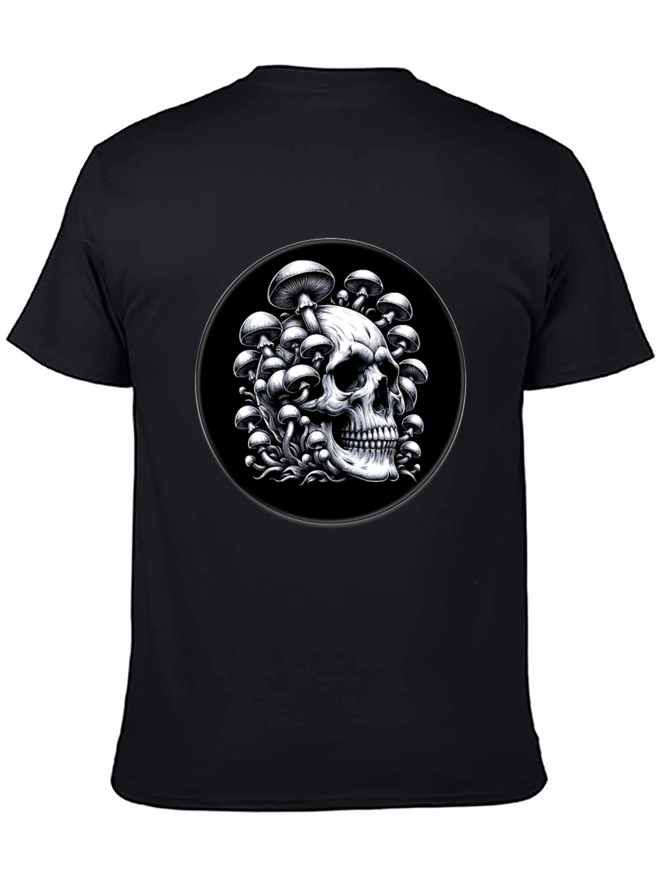 Black Skull & Mushroom Graphic Tee - Black view 4