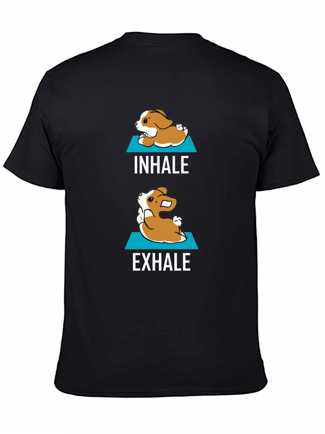 Black Inhale Exhale Yoga Dog Graphic Tee - Men's Black T-Shirt view 4