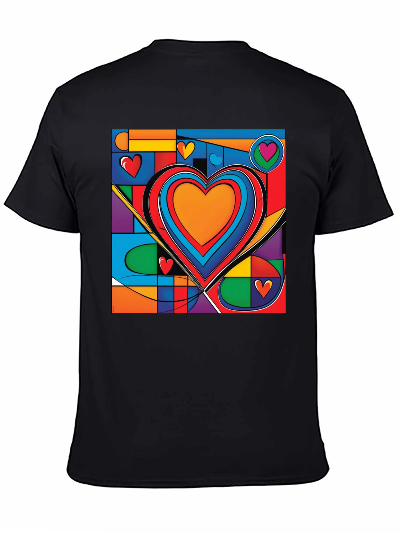 Black Abstract Heart Graphic Tee - Modern Art T-Shirt view 4