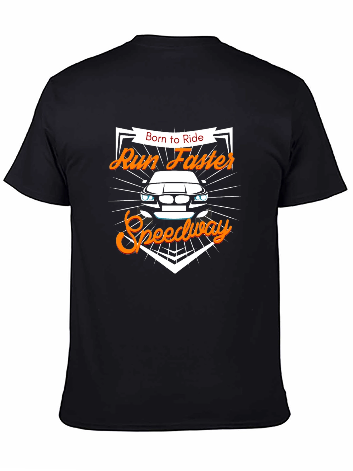 Black Born to Ride Run Faster Speedway Black T-Shirt view 4
