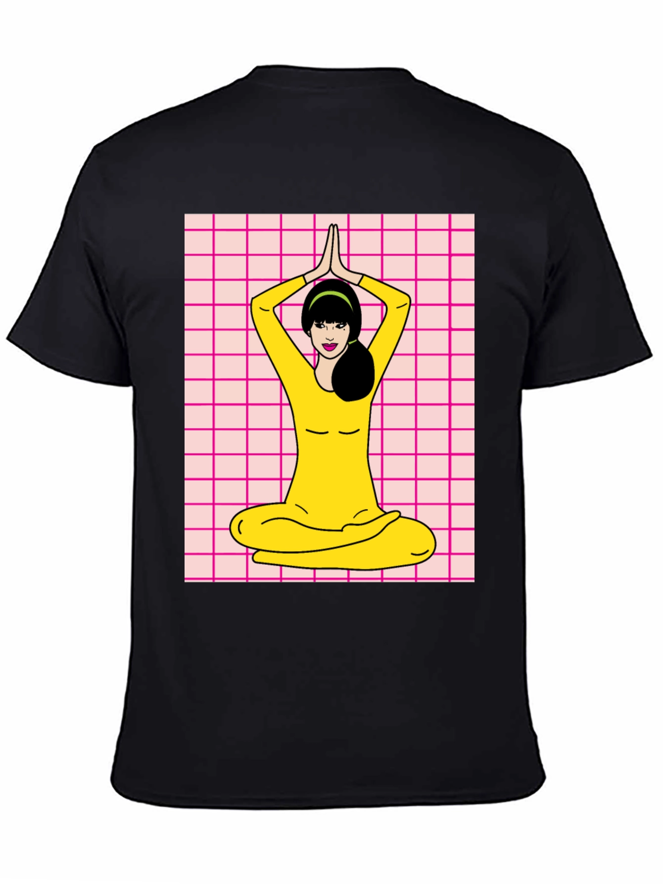 Black Yoga Girl Graphic Tee - Retro Style view 4
