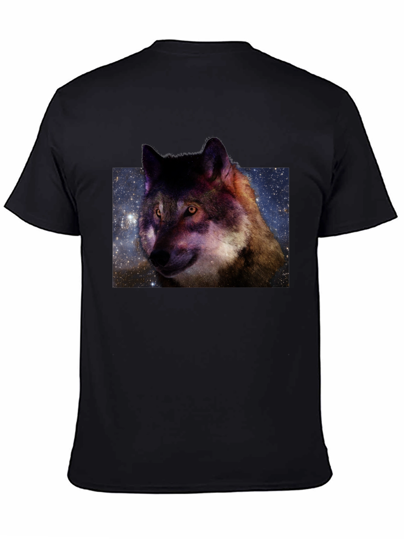Black Galaxy Wolf Graphic Tee view 4