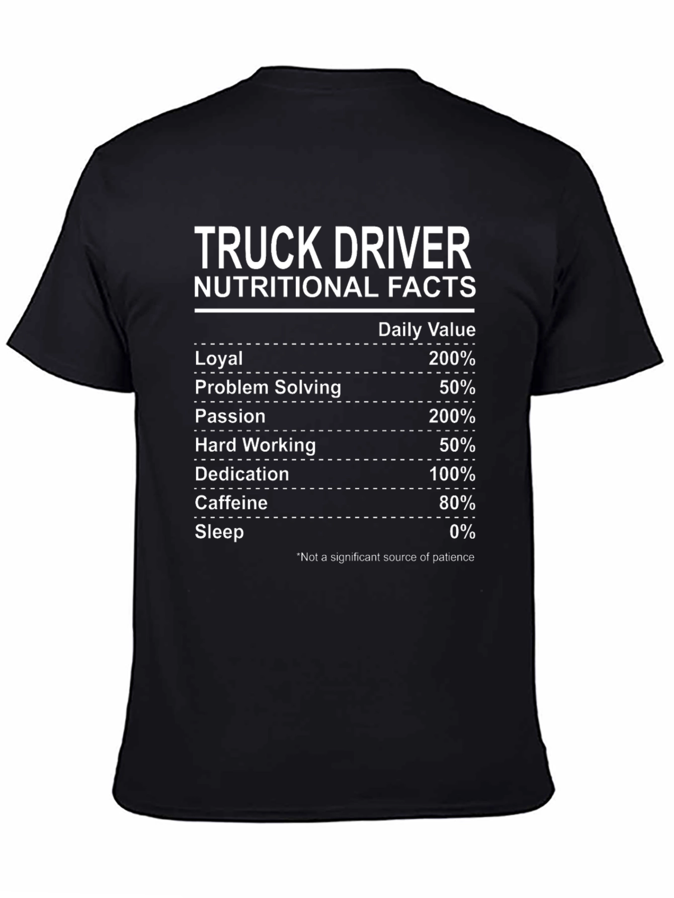 Black Truck Driver Nutritional Facts T-Shirt view 4