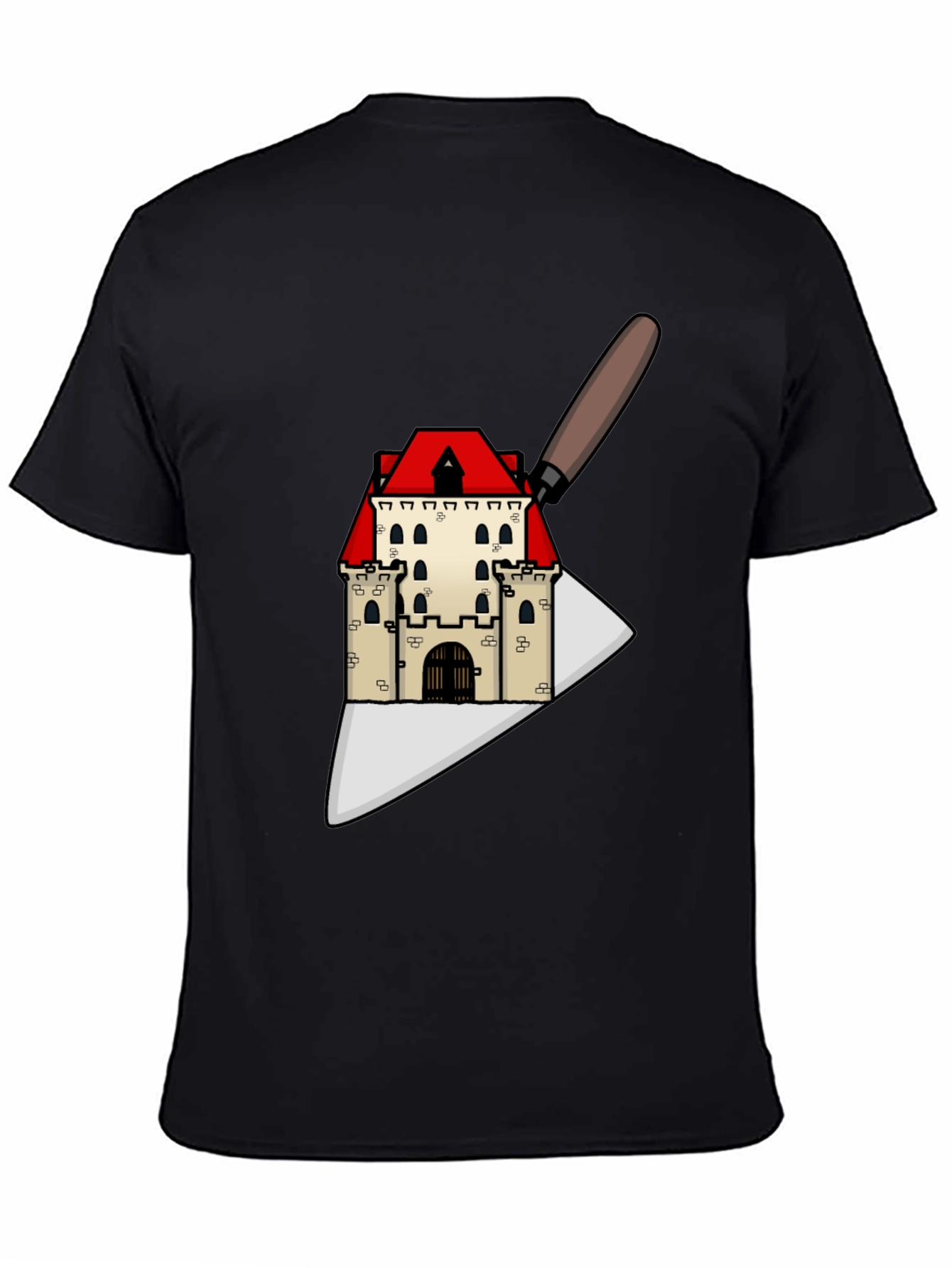 Black Architect T-Shirt: Castle on Trowel Design view 4