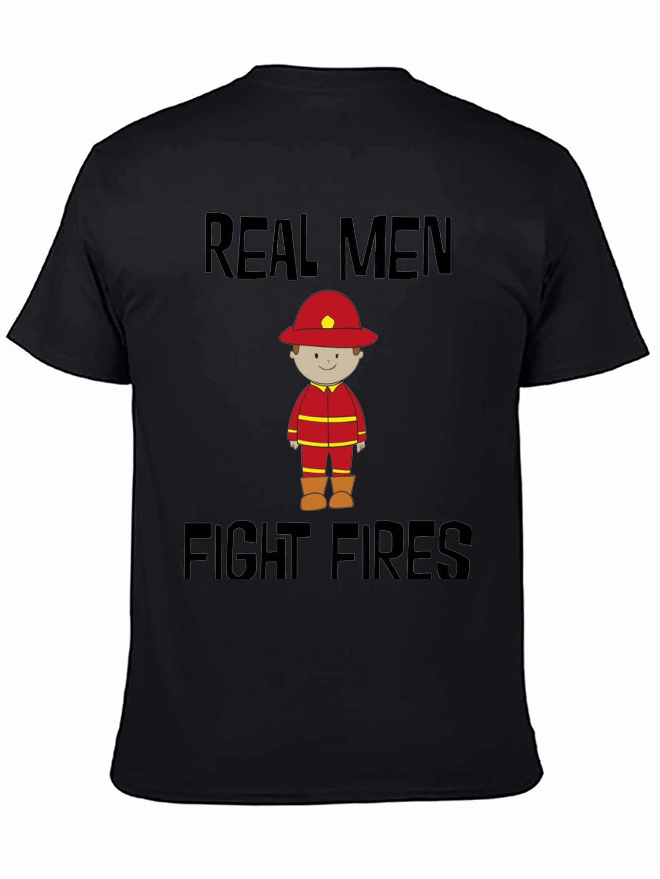 Black Real Men Fight Fires Graphic Tee view 4