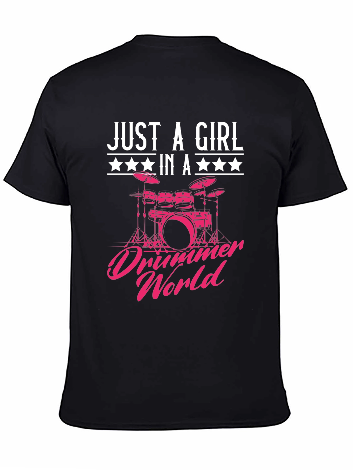 Black Just a Girl in a Drummer World Graphic T-Shirt view 4