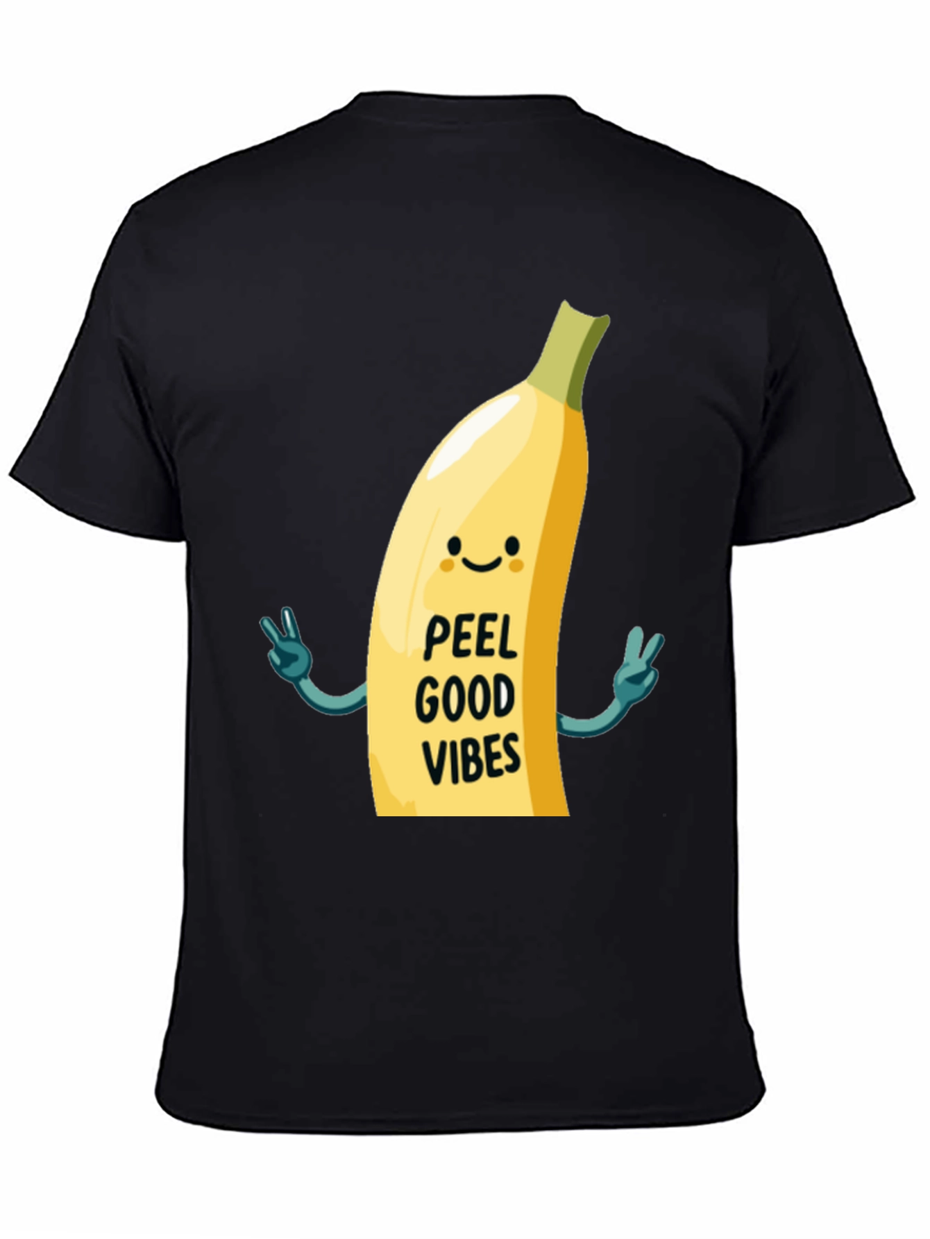 Black Peel Good Vibes T-Shirt - Funny Banana Graphic Tee view 4
