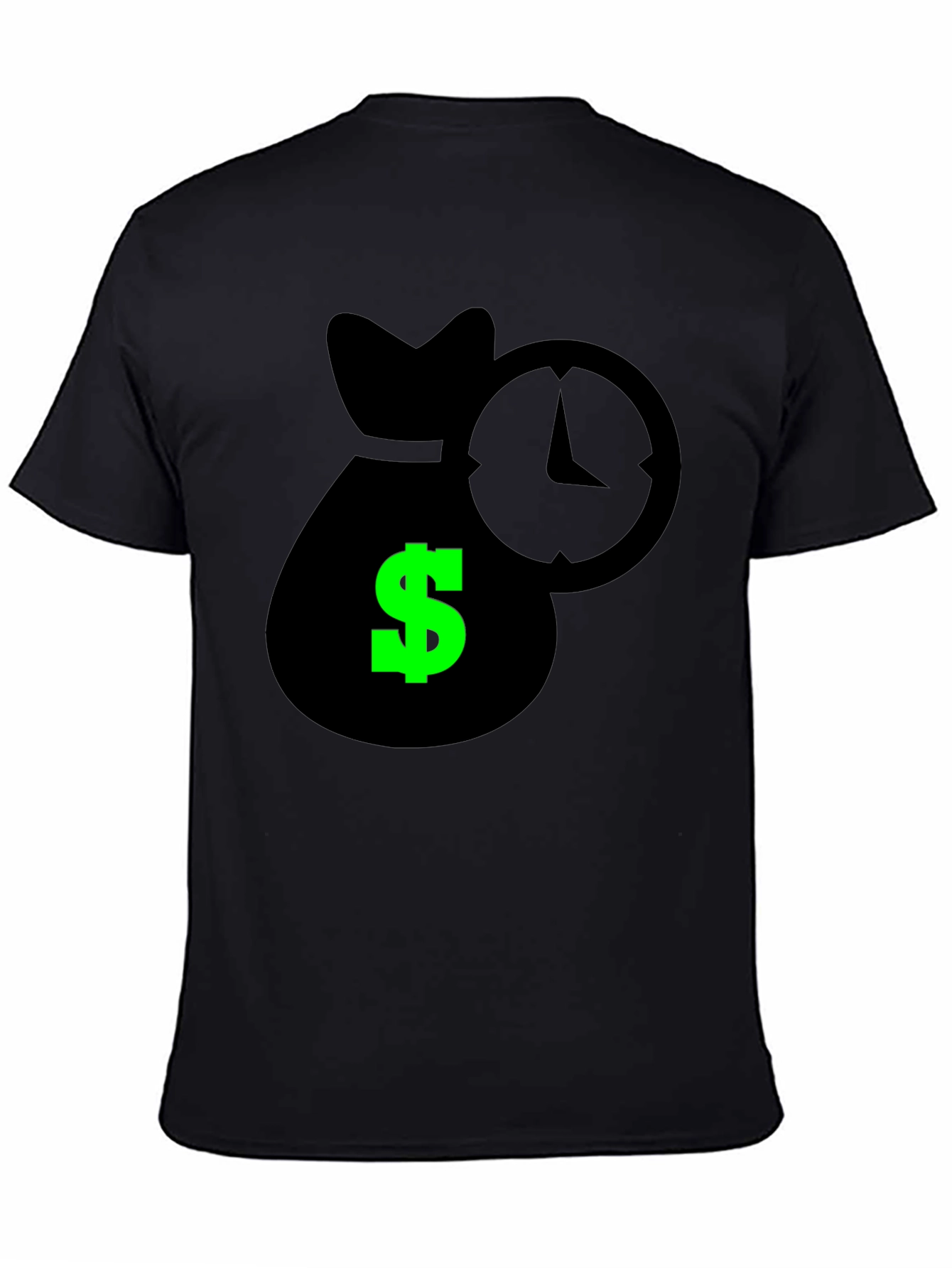 Black Time is Money Graphic Tee - Black Cotton Shirt view 4