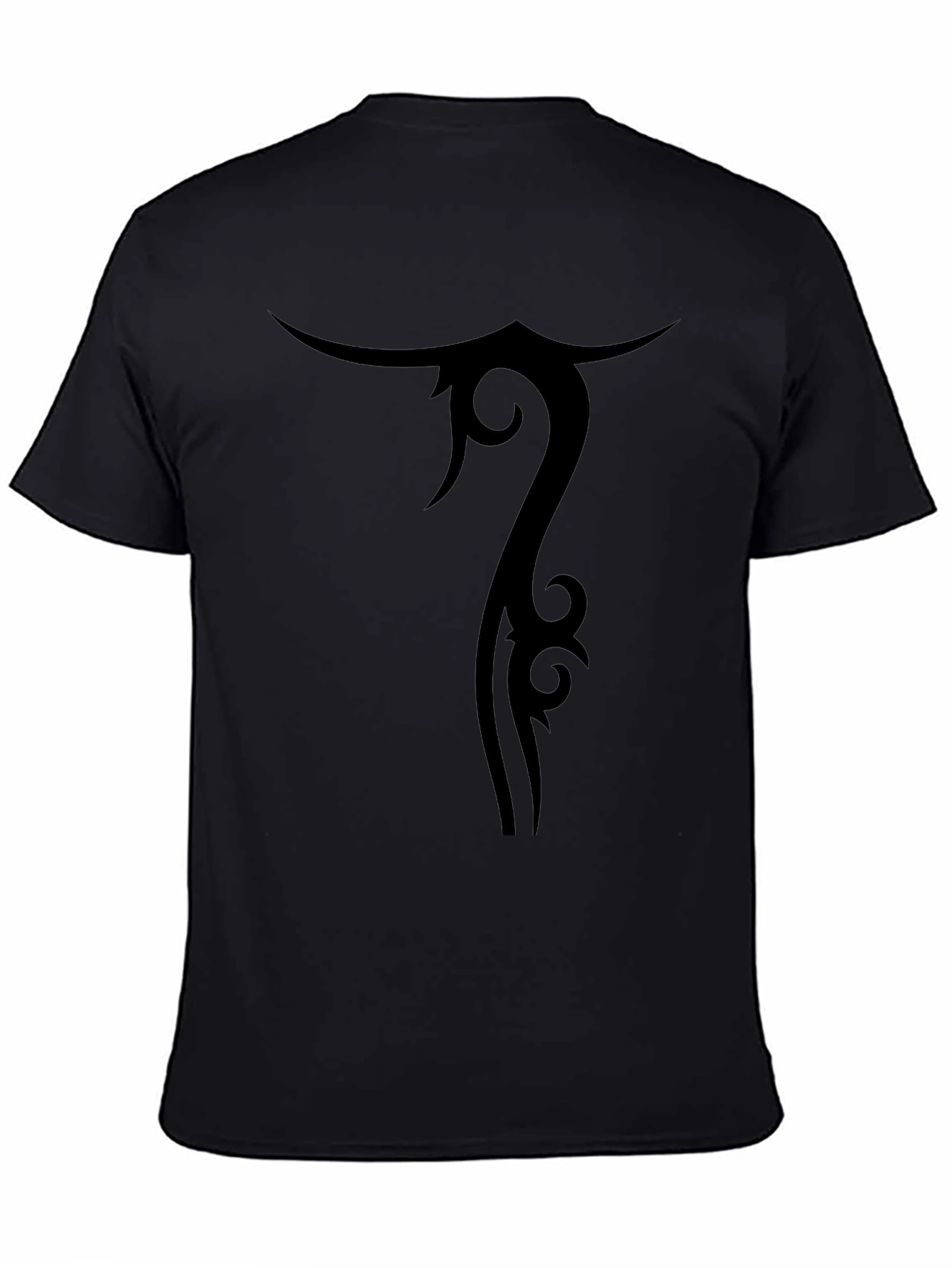 Black Tribal Design Black T-Shirt view 4