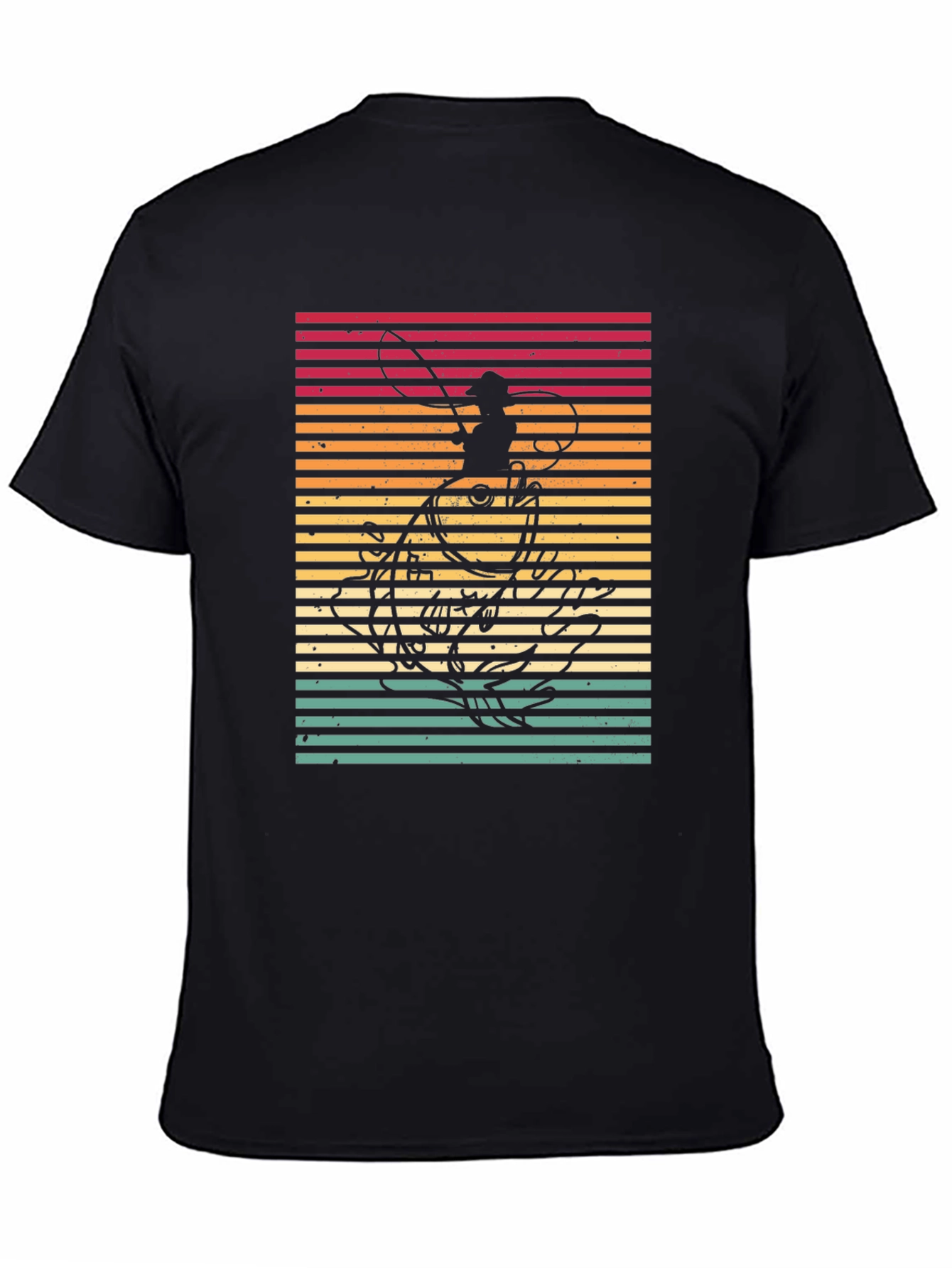 Black Retro Fishing T-Shirt - Fisherman Octopus Design view 4