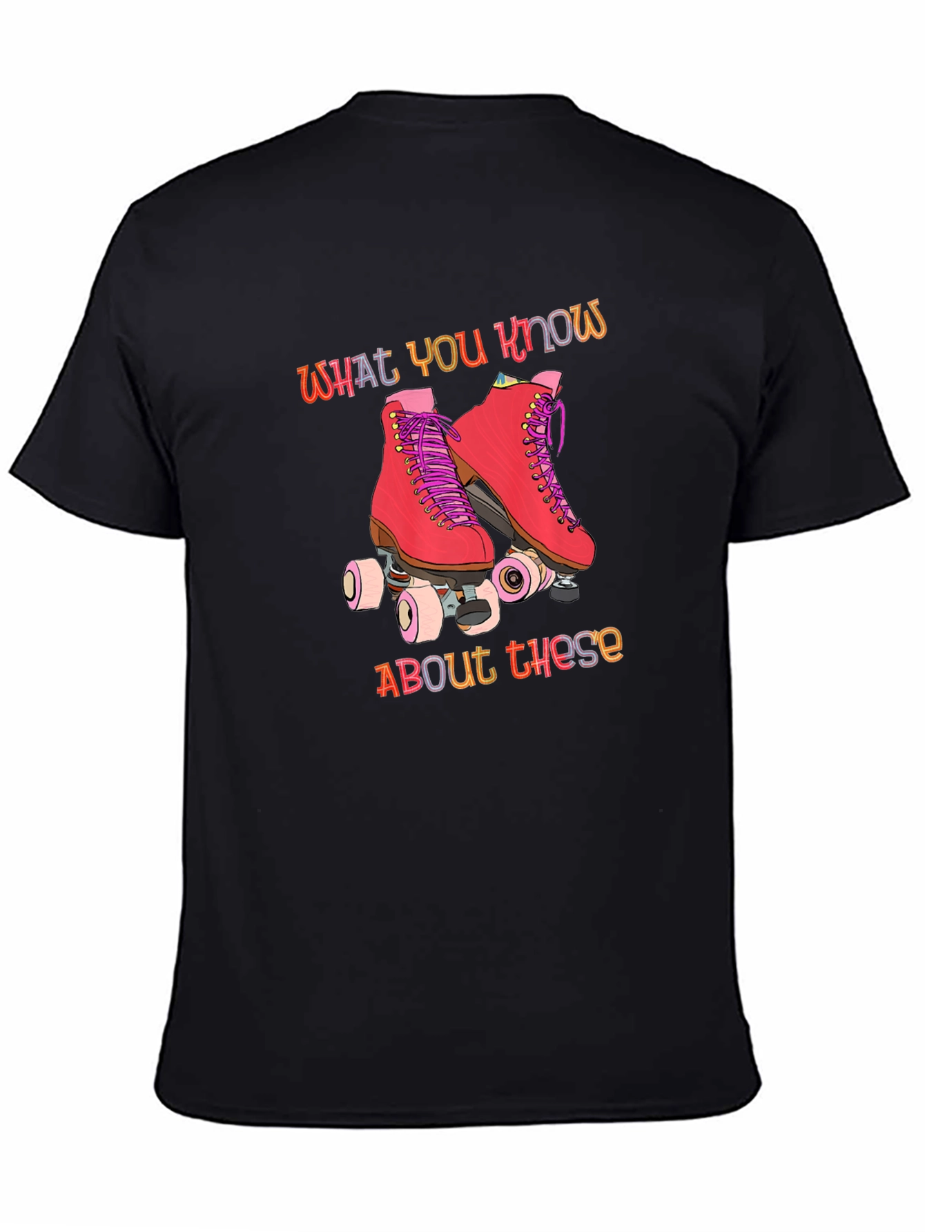 Black Retro Roller Skate Graphic T-Shirt view 4