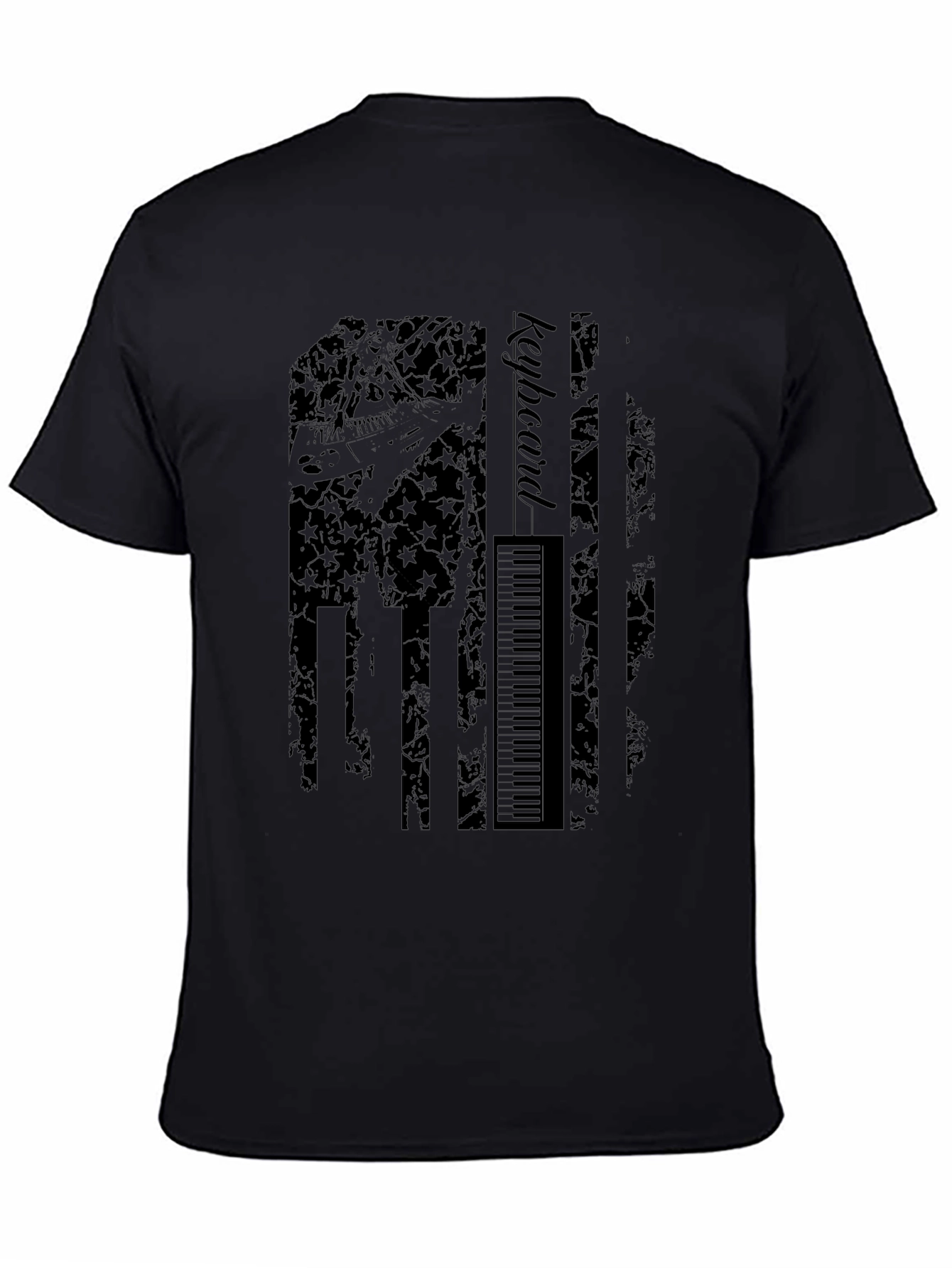 Black Keyboard American Flag Graphic T-Shirt view 4