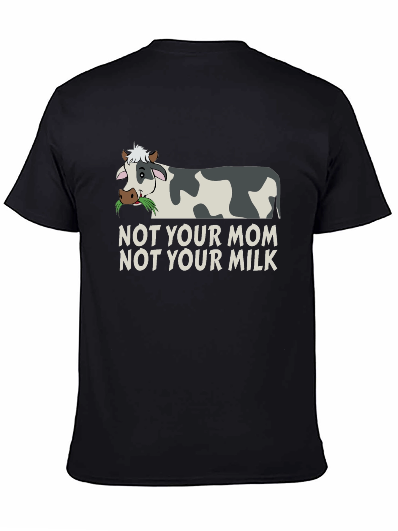 Black Vegan Cow Graphic T-Shirt - Not Your Mom Not Your Milk view 4