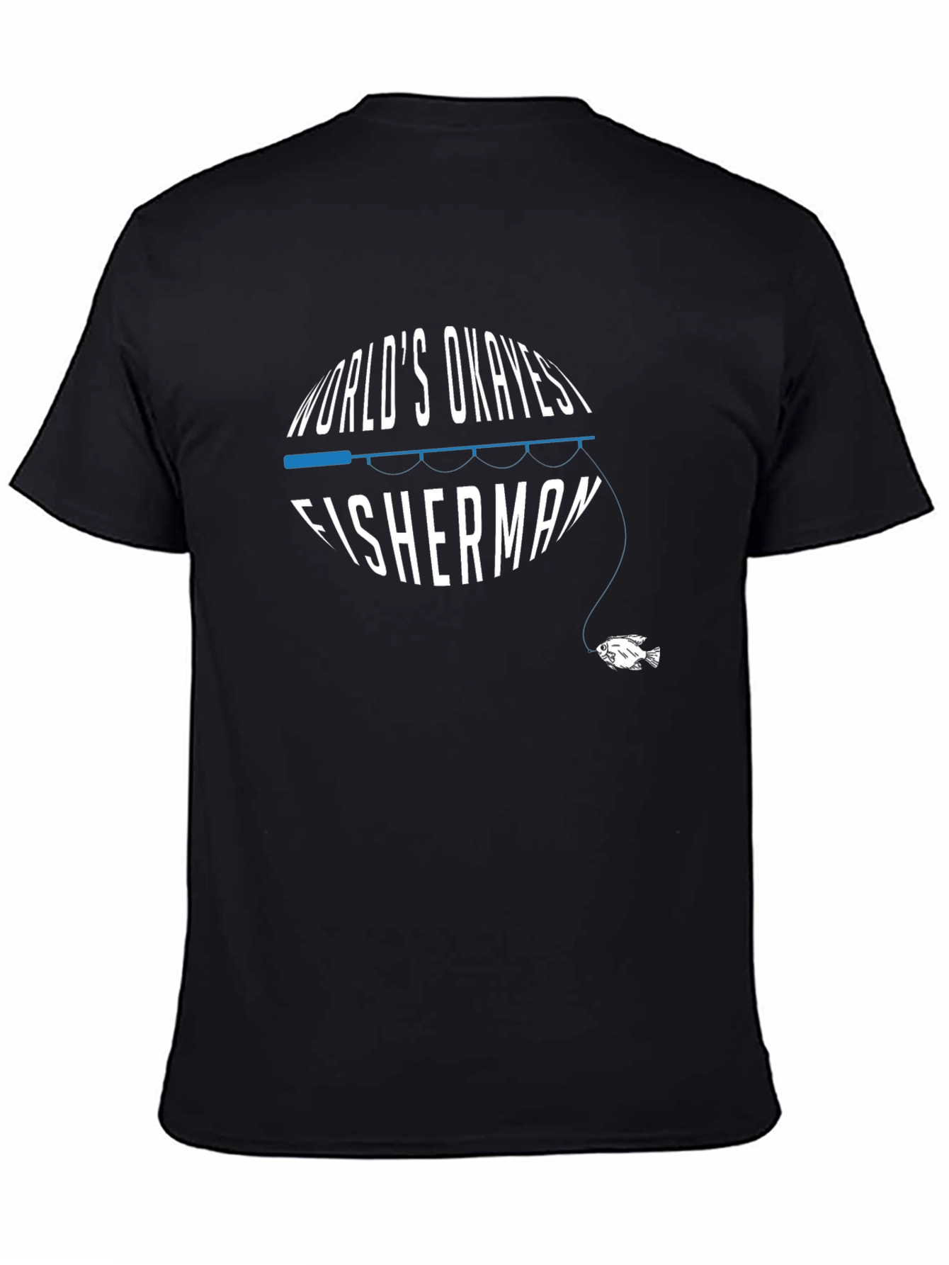 Black World's Okayest Fisherman Black T-Shirt view 4