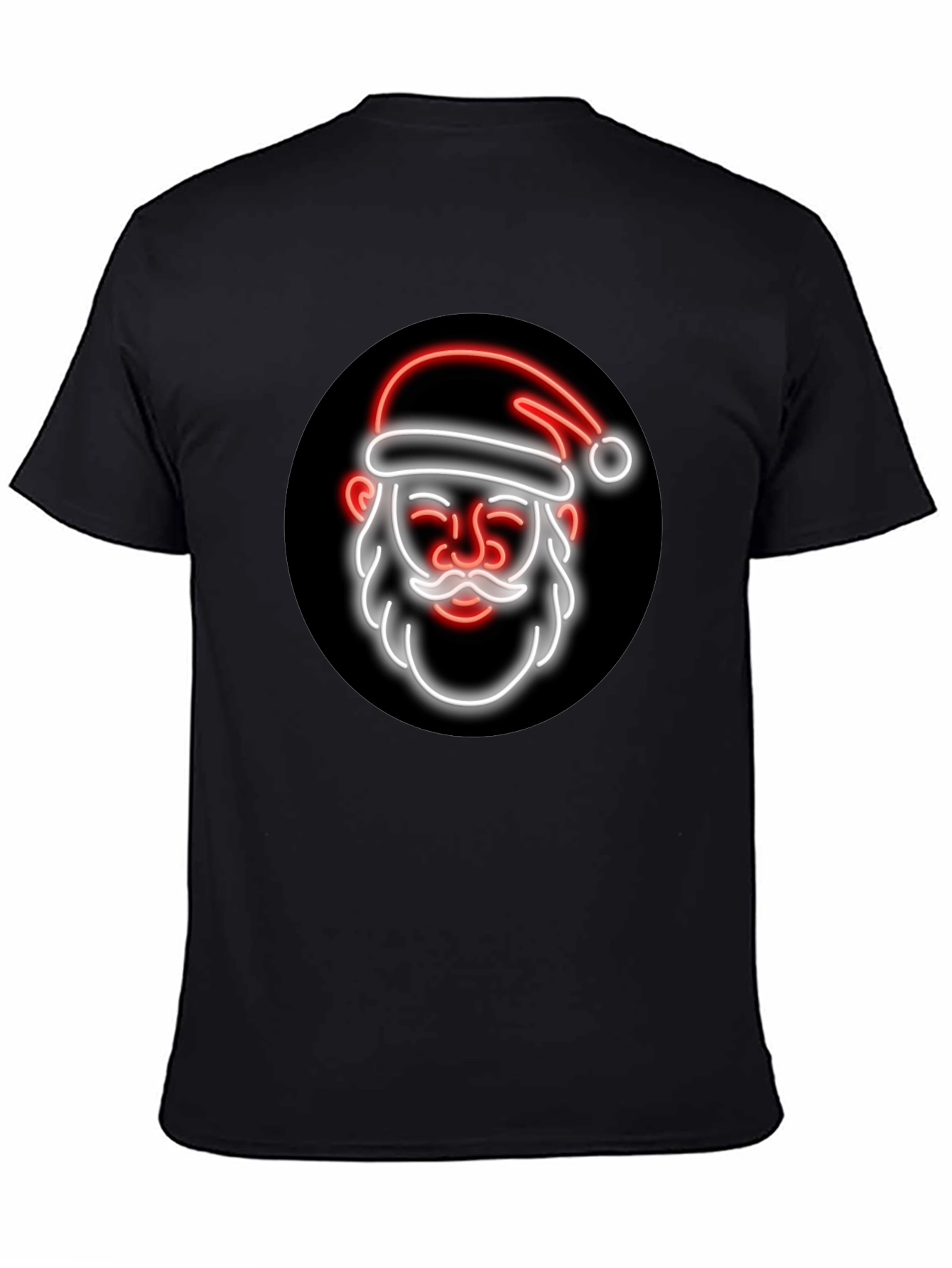 Black Neon Santa Graphic Tee - Black Holiday T-Shirt view 4