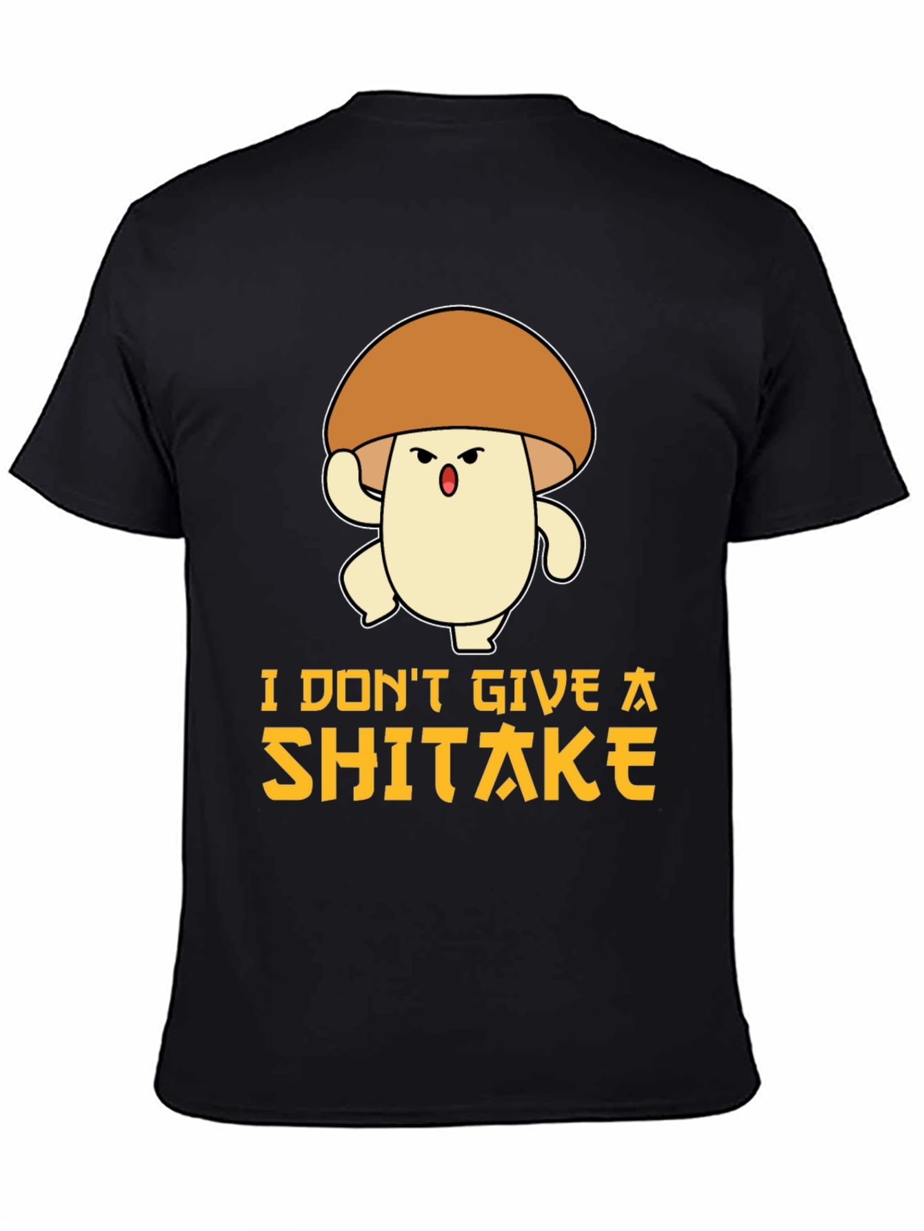 Black Funny Mushroom T-Shirt: I Don't Give A Shiitake view 4